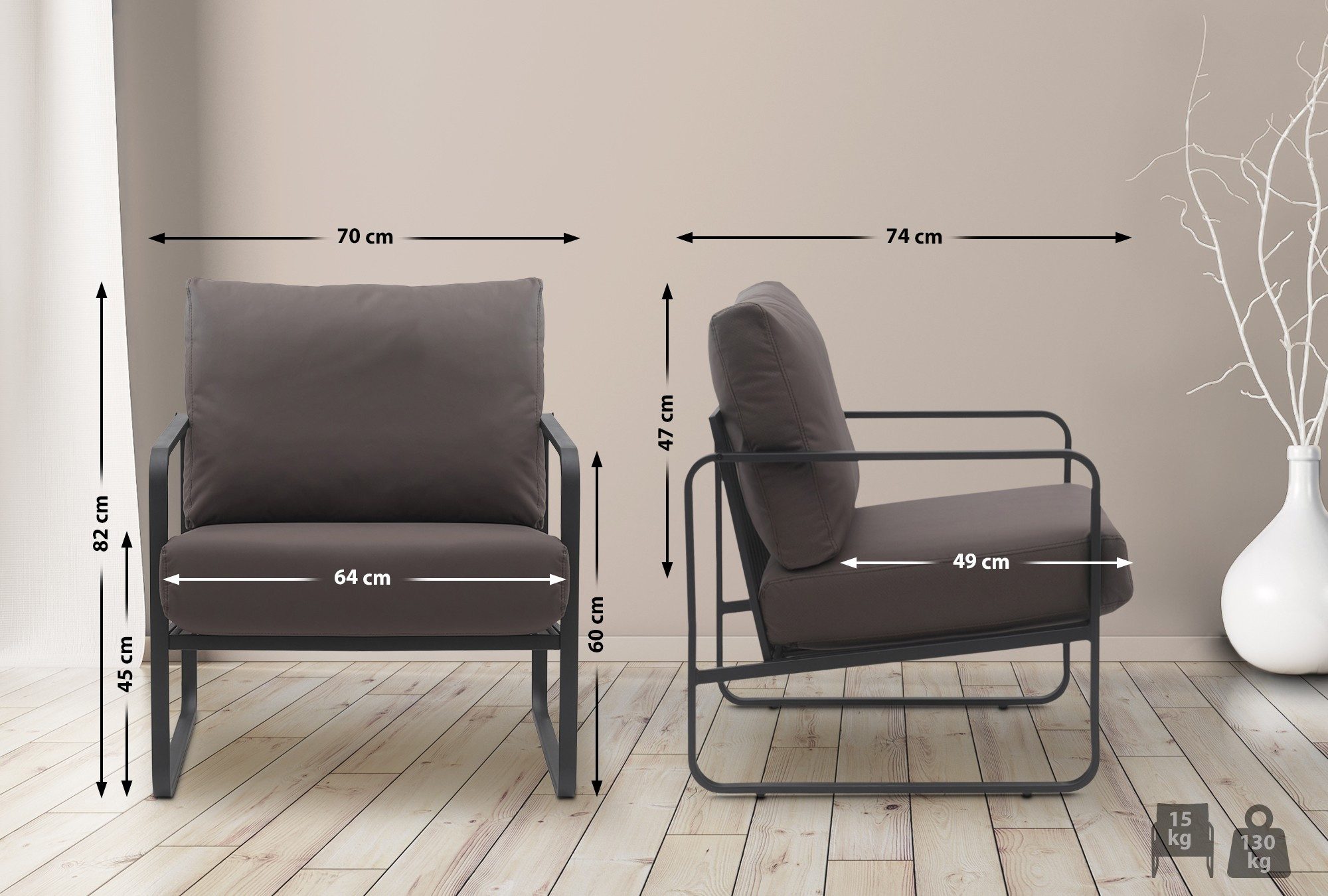 CLP Loungesessel Manea, gepolstert, mit Metallgestell günstig online kaufen