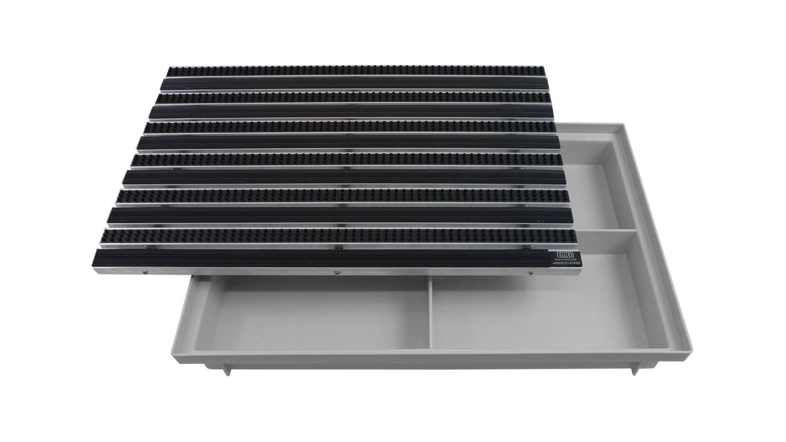 Emco Fußmatte Eingangsmatte DIPLOMAT + Bodenwanne, Gummi + Bürsten Grau, rechteckig, Höhe: 75 mm, Größe: 600x400 mm, für Innen- und Außenbereich