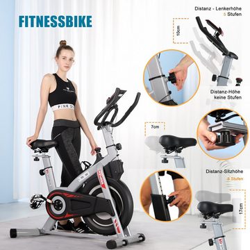 ISE Fitnessbike ISE Profi Speedbike Heimtrainer mit Pulsmesser, Fitnessbike SY-7020, 1 Gang