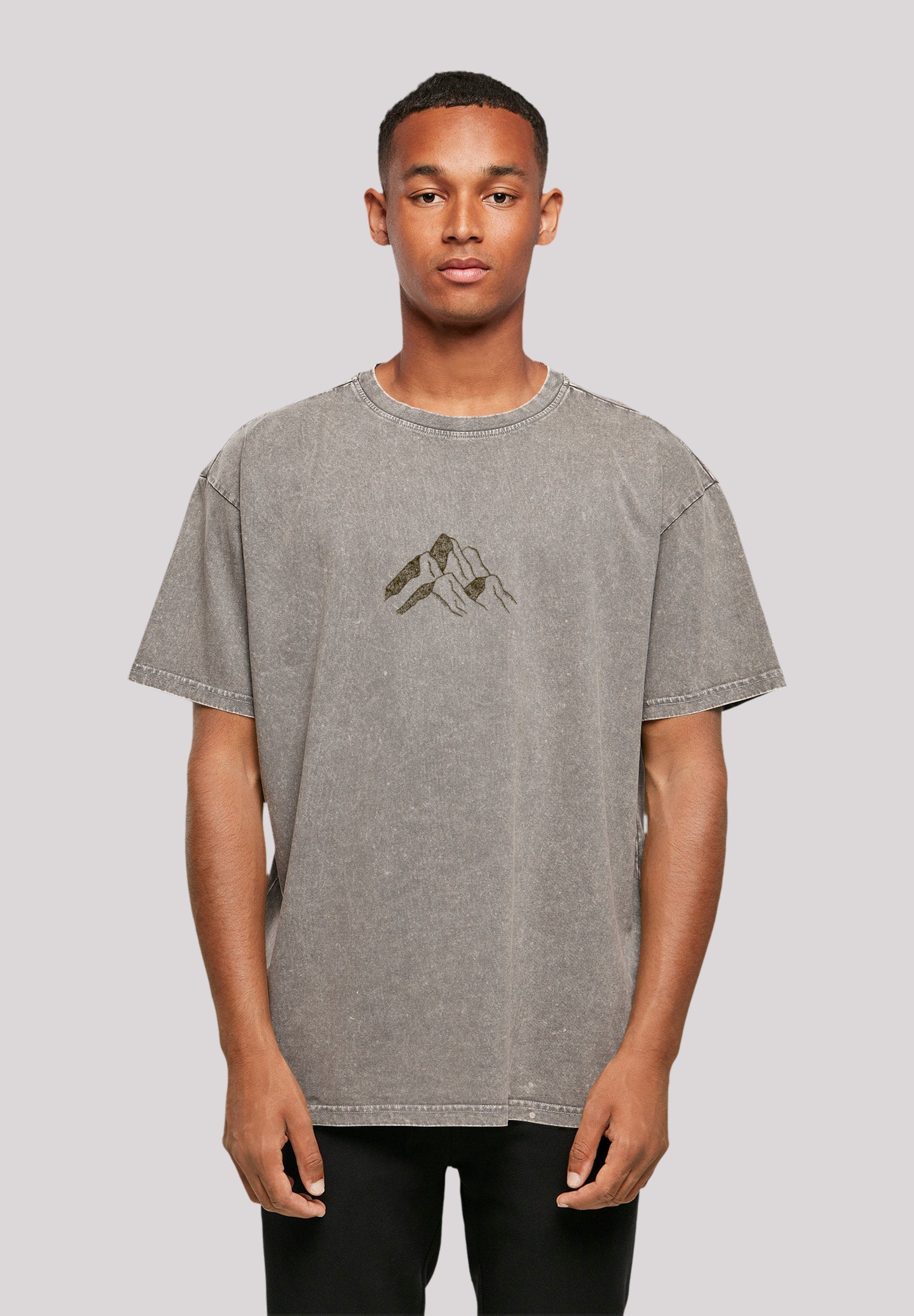 F4NT4STIC T-Shirt Mountain Berg Print Asphalt