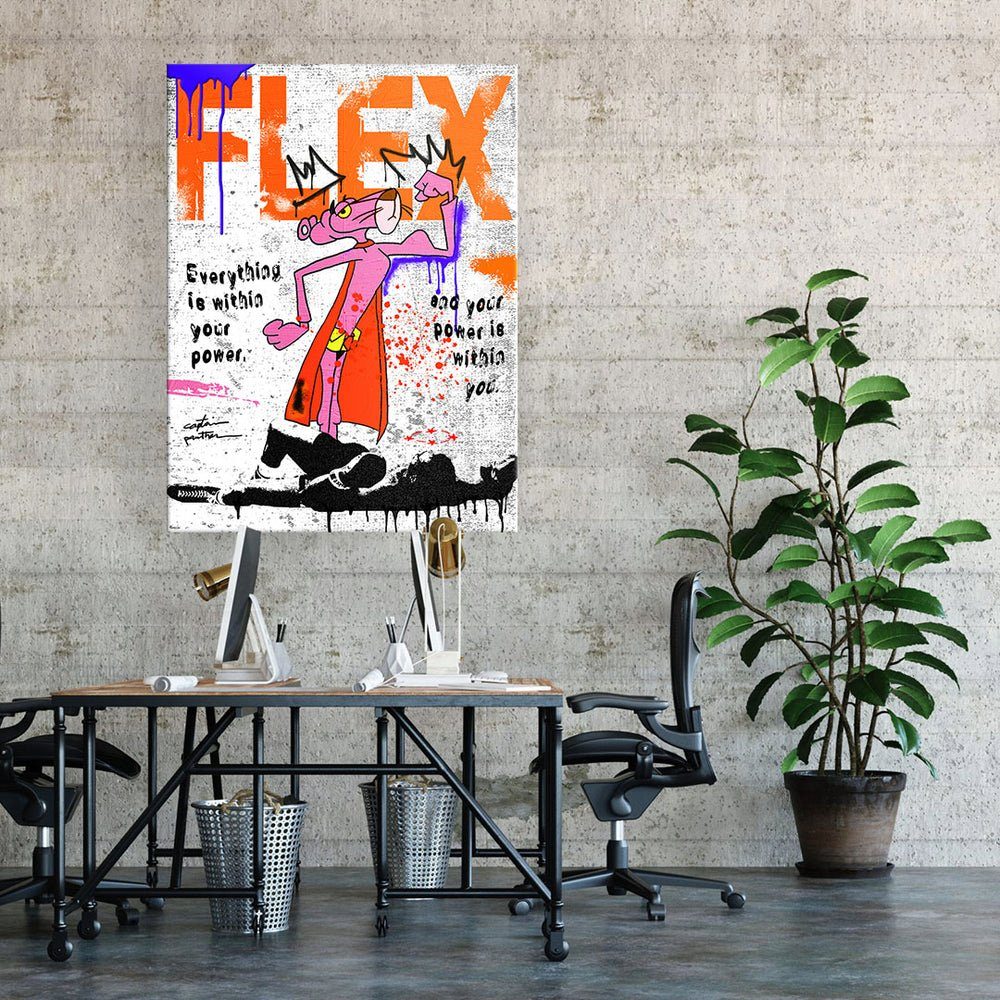 Flex Rahmen Leinwandbild, Motivationsbild DOTCOMCANVAS® - Premium schwarzer rosarote Panther Der -