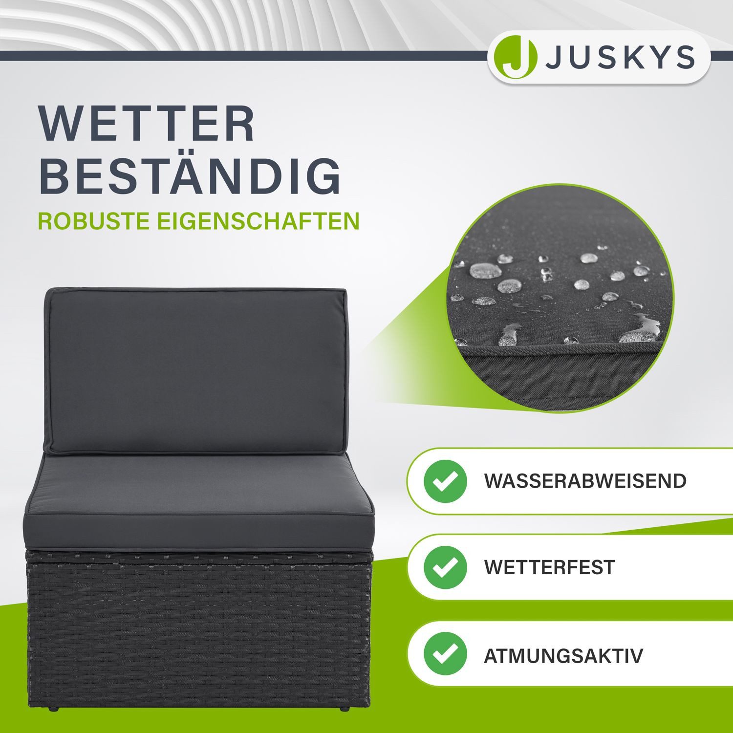 Juskys Gartenlounge-Set Salou, (6-tlg), für 6 Personen, Polyrattan, Glasplatte, wetterfest, mit Kissen