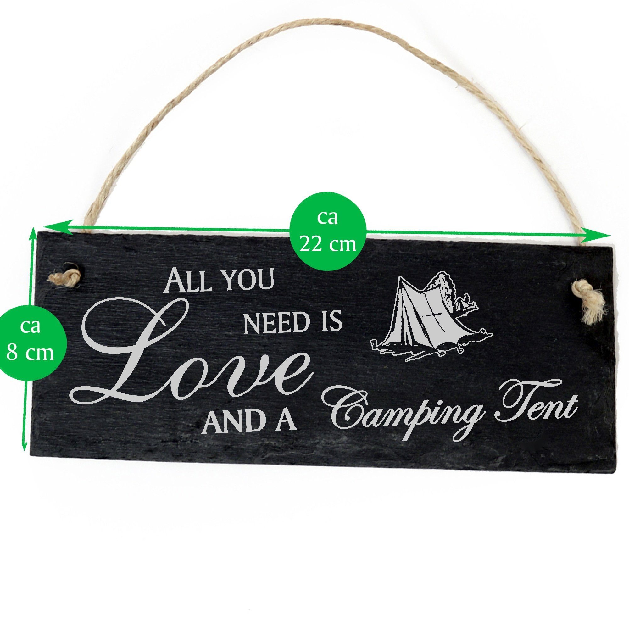 Dekolando Hängedekoration Campingzelt 22x8cm need All is Tent Love a and you Camping
