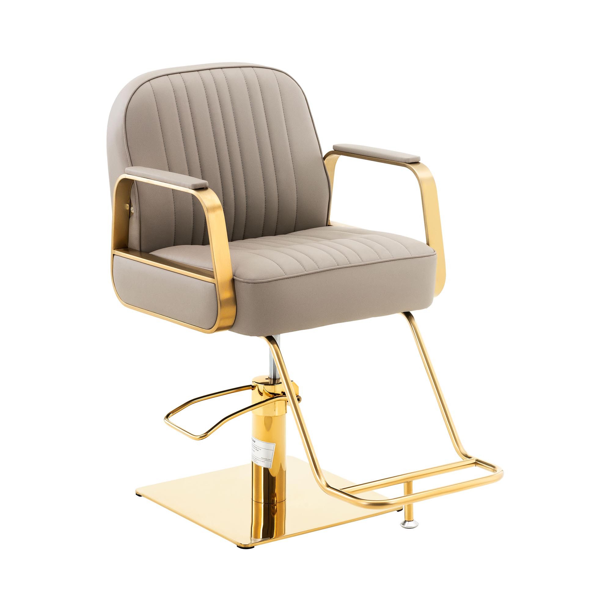 Physa Armlehnstuhl Friseurstuhl mit Fußstütze Barber-Stuhl 200 kg Staunton Beige Golden, Beige, Golden