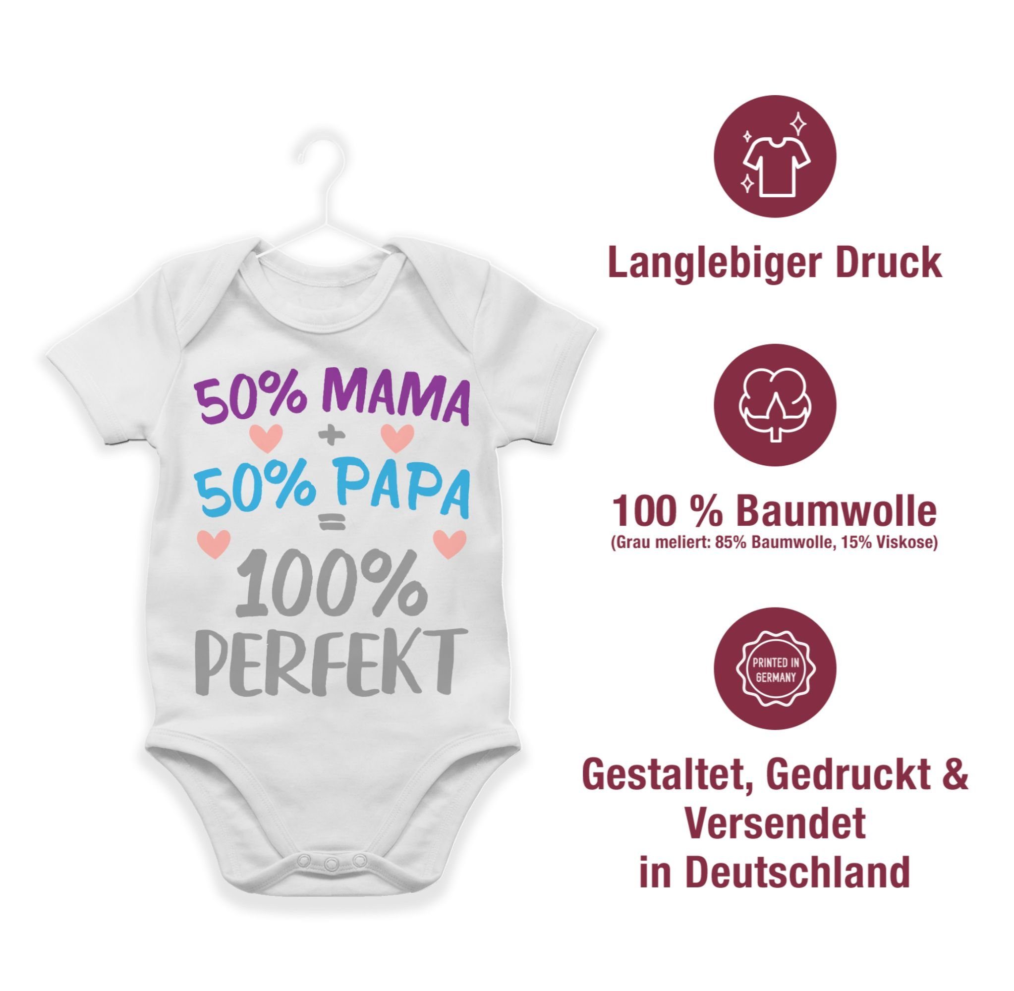 Baby 50 % % 1 Weiß 50 Mama Shirtracer Papa 100 % Sprüche Perfekt Shirtbody