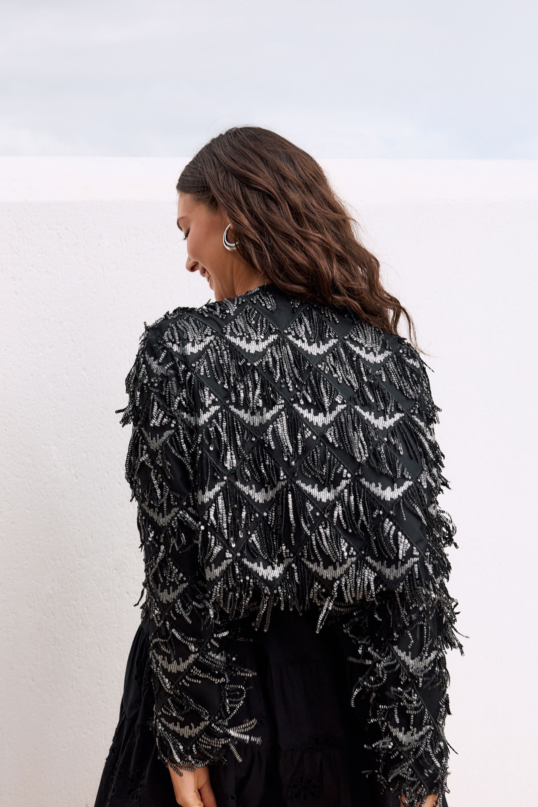 Next Kurzjacke Fransenjacke mit Pailletten (1-St) günstig online kaufen