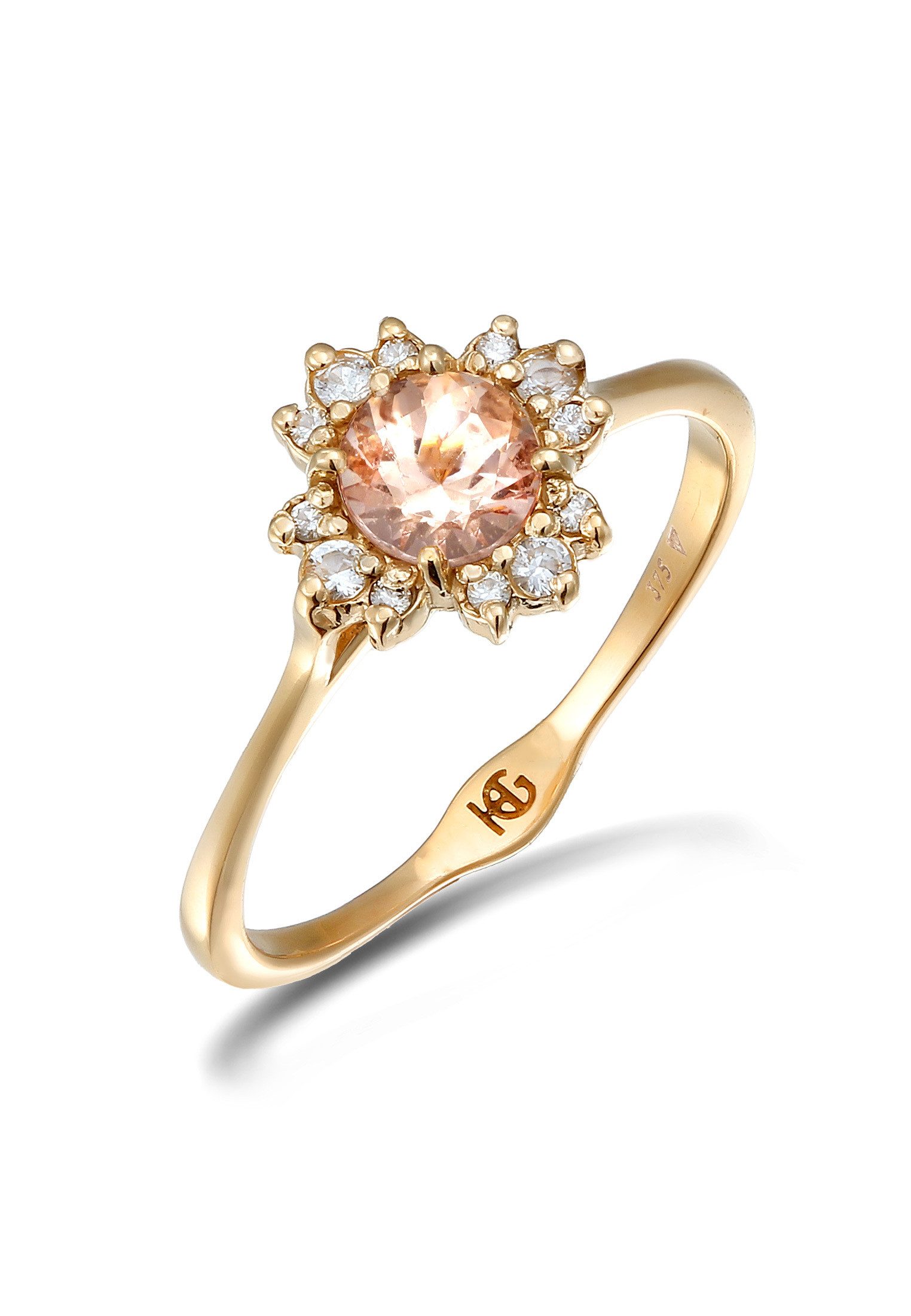Verlobungsring Diamant Morganit Verlobungsring 375 Gelbgold