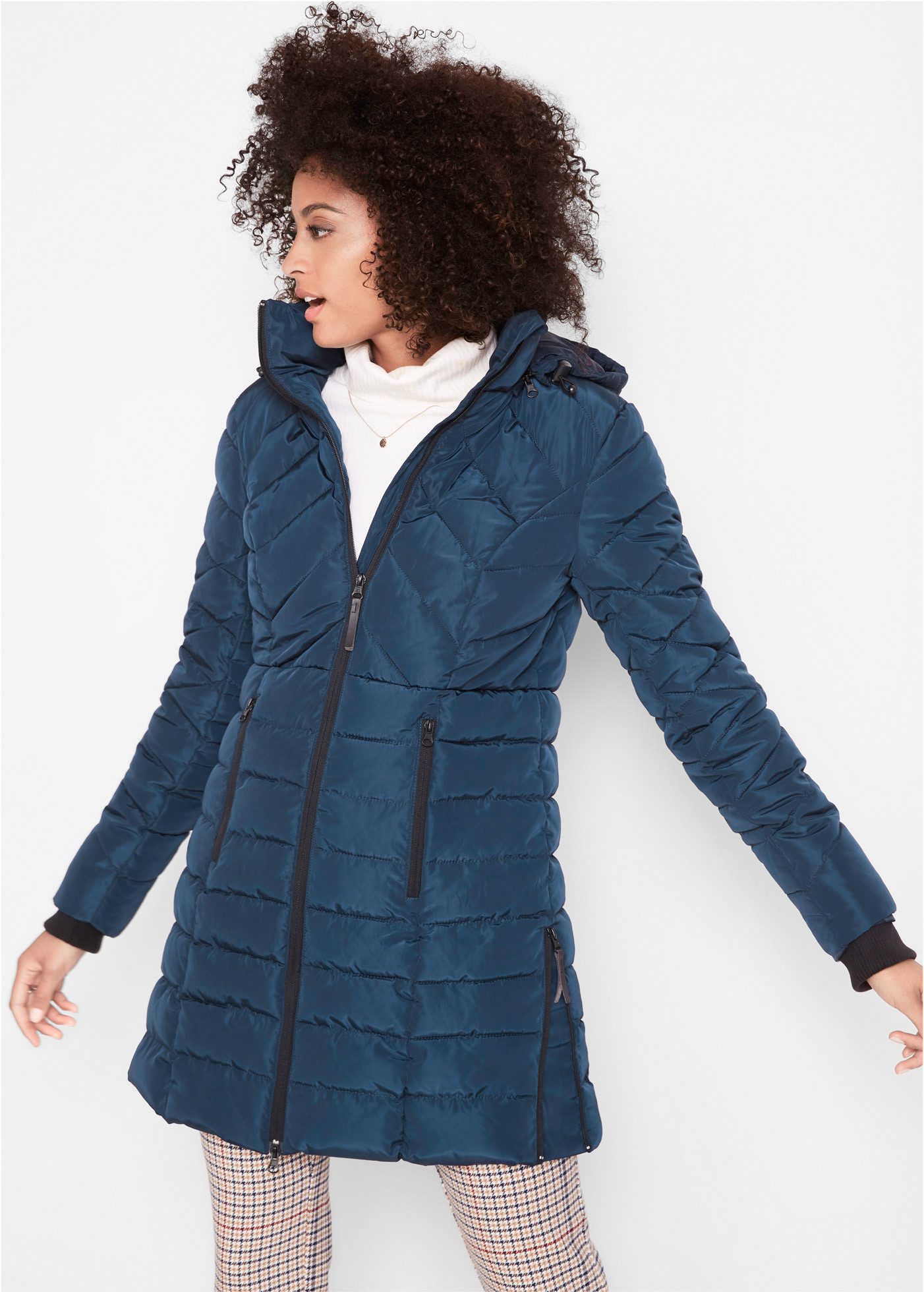 bonprix Steppjacke mit wattierter Füllung, mit abnehmbarer Kapuze, pflegeleicht
