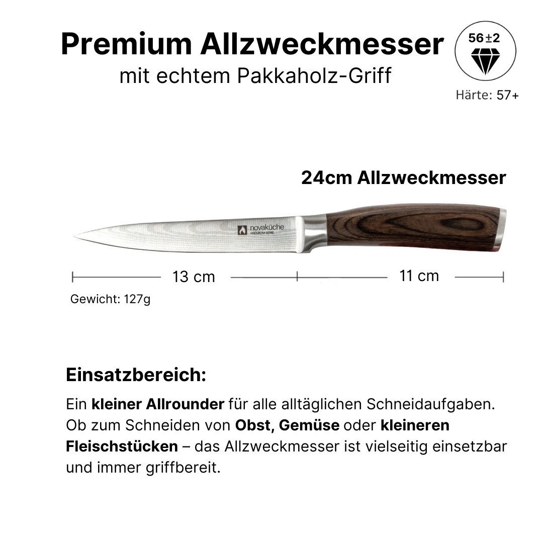 LIVINA HOME Allzweckmesser Kochmesser, Küchenmesser mit extrem scharfer 13cm Klinge, Universalmesser, Messer Echtholzgriff, Oster Deal Sale!