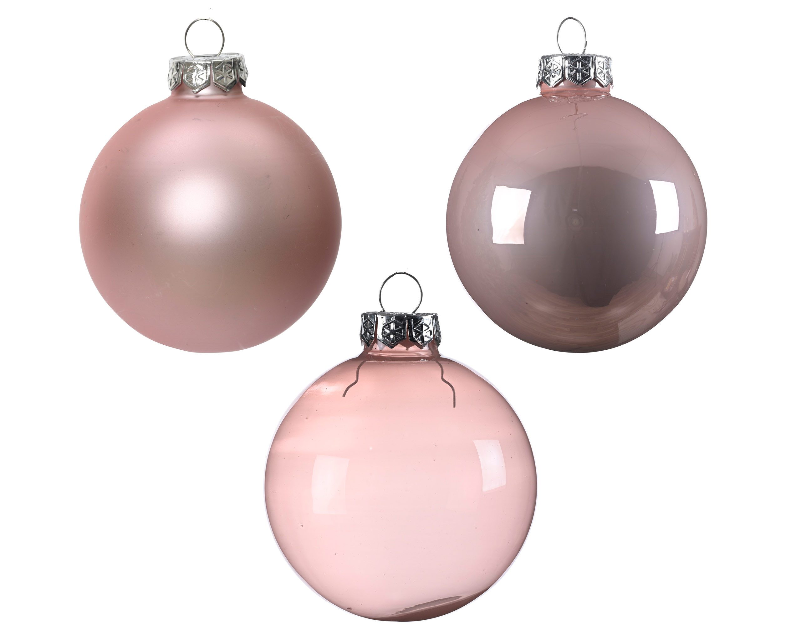 Kaemingk Weihnachtsbaumkugel, Weihnachtskugeln Glas 5-7cm 21er Set - Rosa