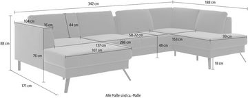 sit&more Wohnlandschaft Lindholm U-Form, mit Sitztiefenverstellung und Federkern