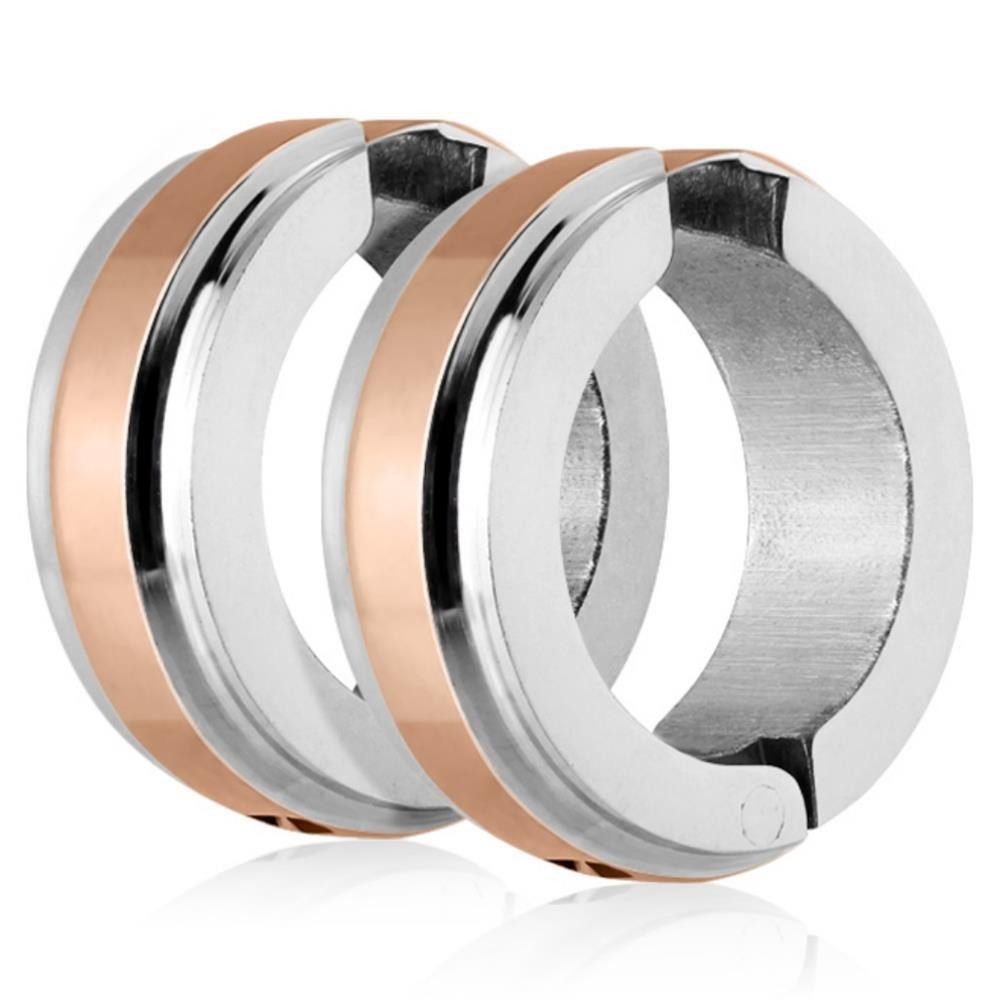 Creolen-Set Rose Gold - Creolen mit Mittelring Silber aus Edelstahl Unisex