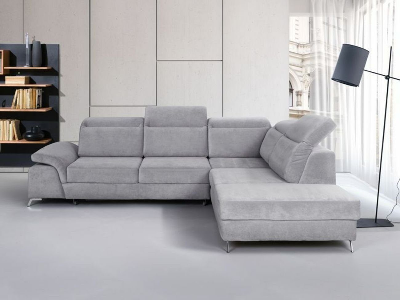 JVmoebel Ecksofa Design Couch Sofa Polster Schlafsofa Wohnzimmer Ecksofa Textl Stoff, Mit Bettfunktion Weiß