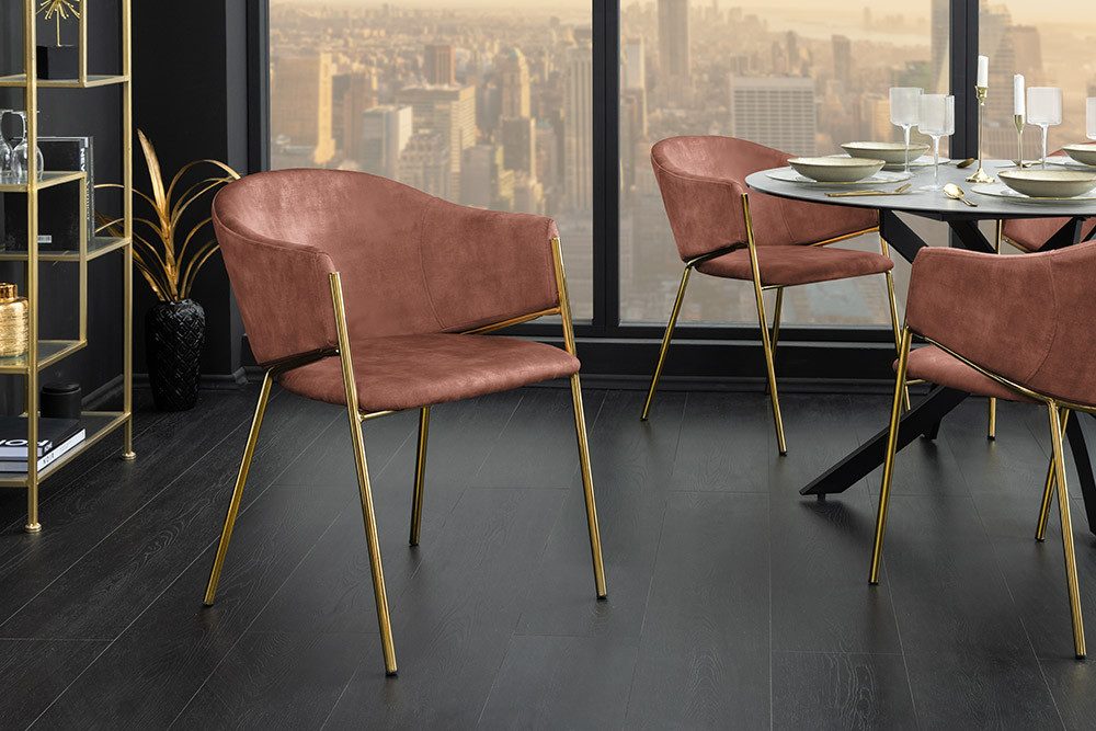 riess-ambiente Esszimmerstuhl NOBLESSE rosé / gold - Samt, Metallgestell, R günstig online kaufen