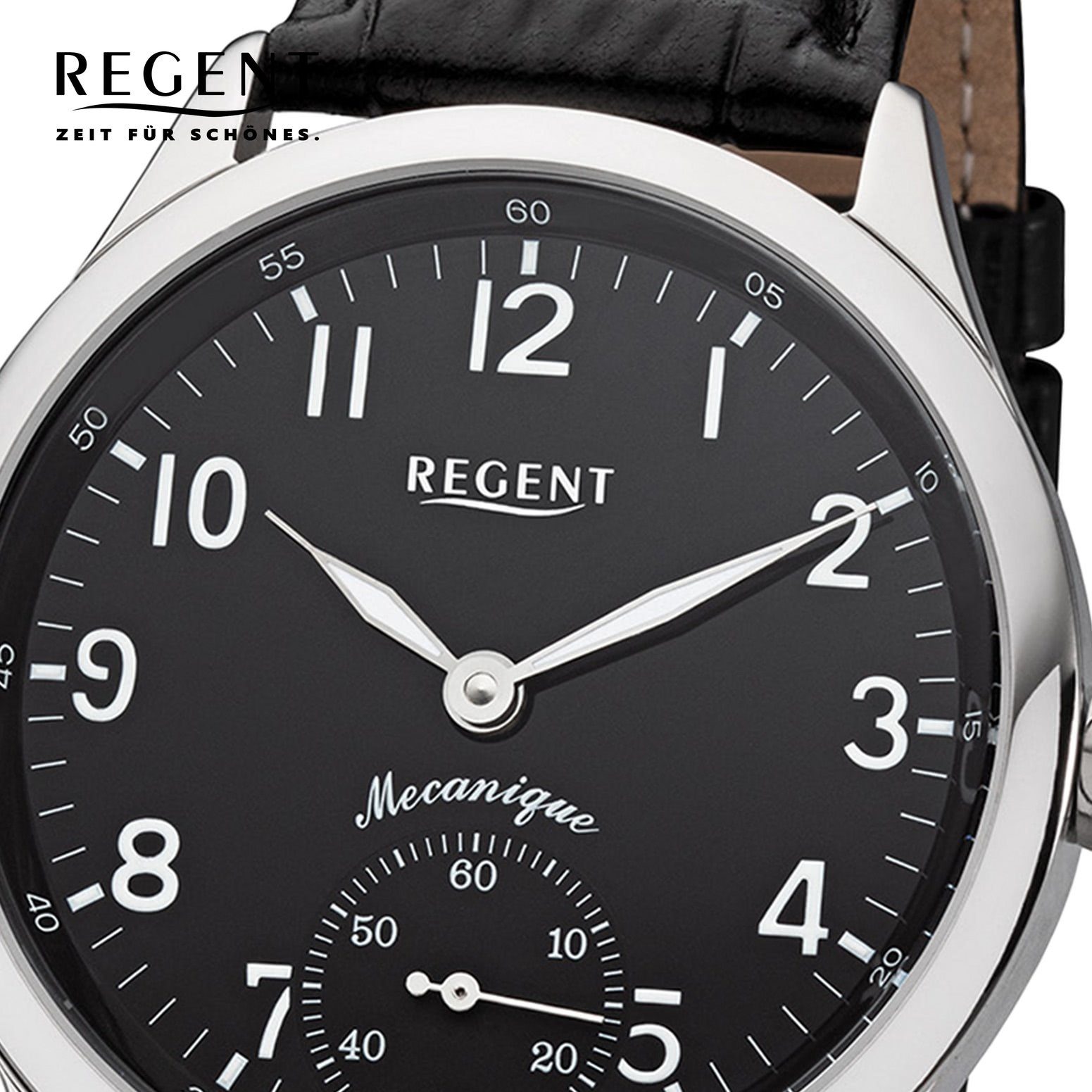 Regent Analoganzeige, rund, Herren 42,5mm), Quarzuhr Armbanduhr (ca. Lederbandarmband Regent Herren groß Armbanduhr