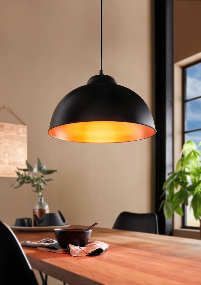 EGLO Hängeleuchte TRURO 2 Hängelampe, Esstischlampe, Stahl, schwarz, kupfer günstig online kaufen