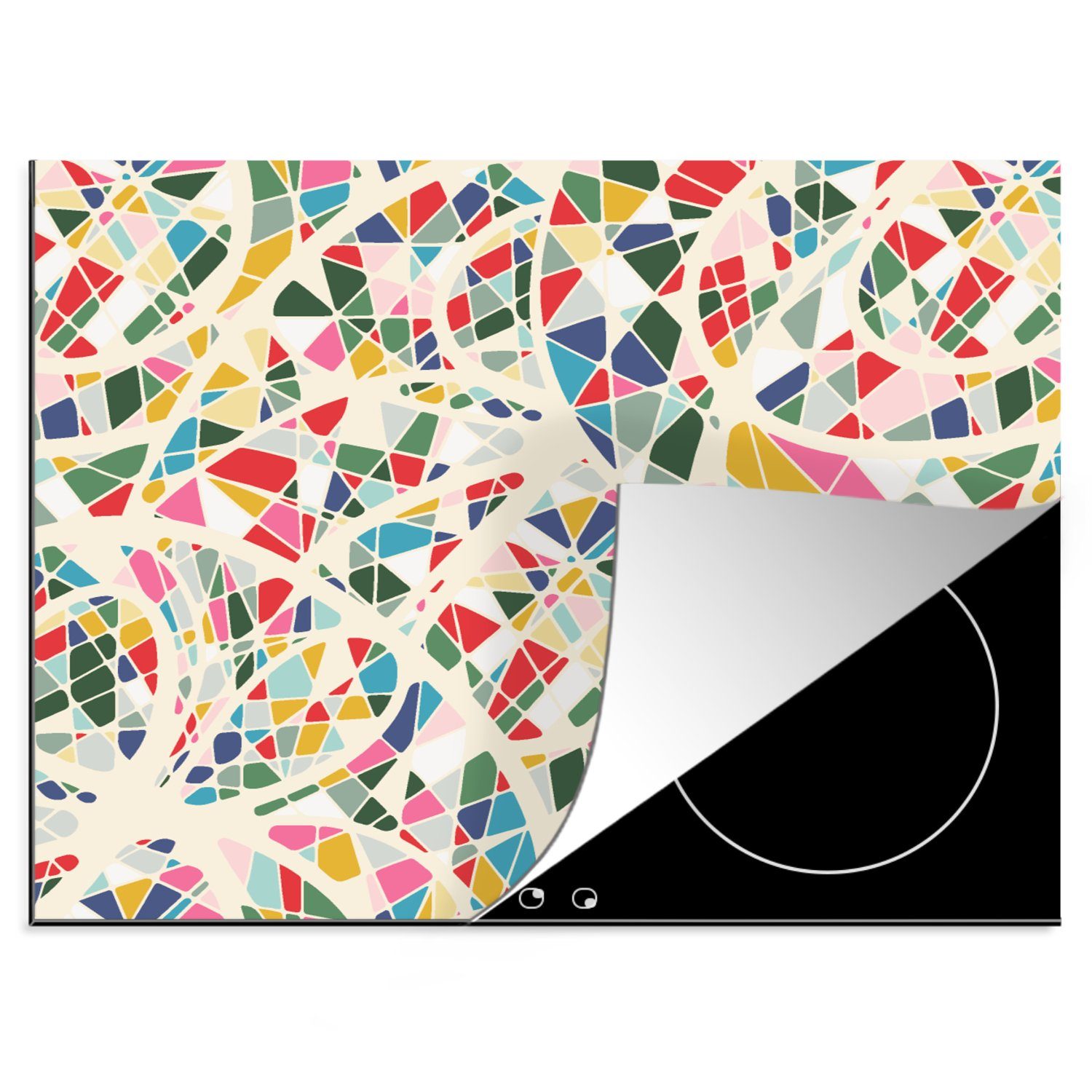 MuchoWow Herdblende-/Abdeckplatte Mosaik - Abstrakt - Muster, Vinyl, (1 tlg), 60x52 cm, Mobile Arbeitsfläche nutzbar, Ceranfeldabdeckung