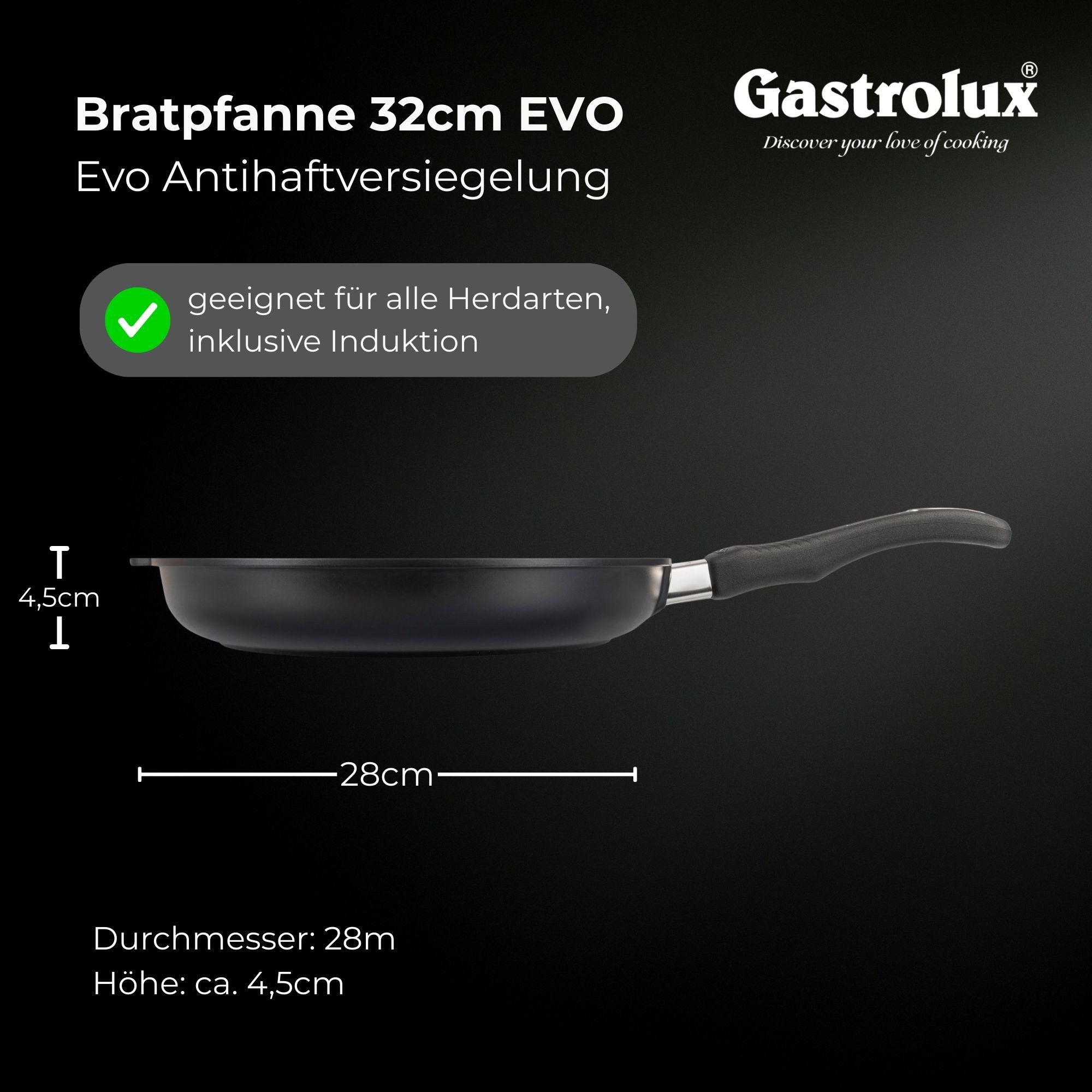 Gastrolux Bratpfanne GASTROLUX EVO-Pfanne Guß-Bratpfanne 28 cm 4,5 cm