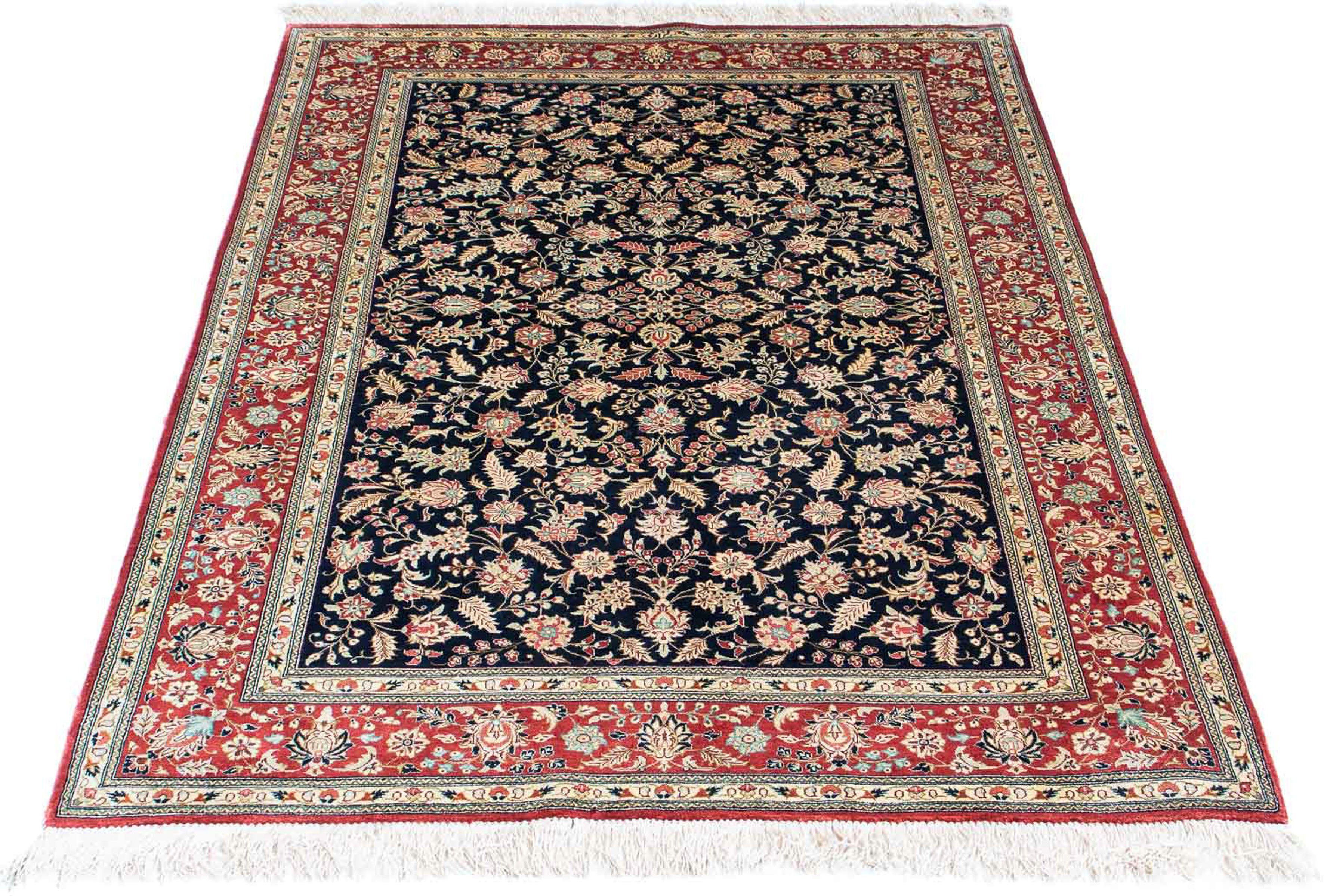 Orientteppich Perser - Ghom - 148 x 98 cm - dunkelblau, morgenland, rechteckig, Höhe: 10 mm, Wohnzimmer, Handgeknüpft, Einzelstück mit Zertifikat