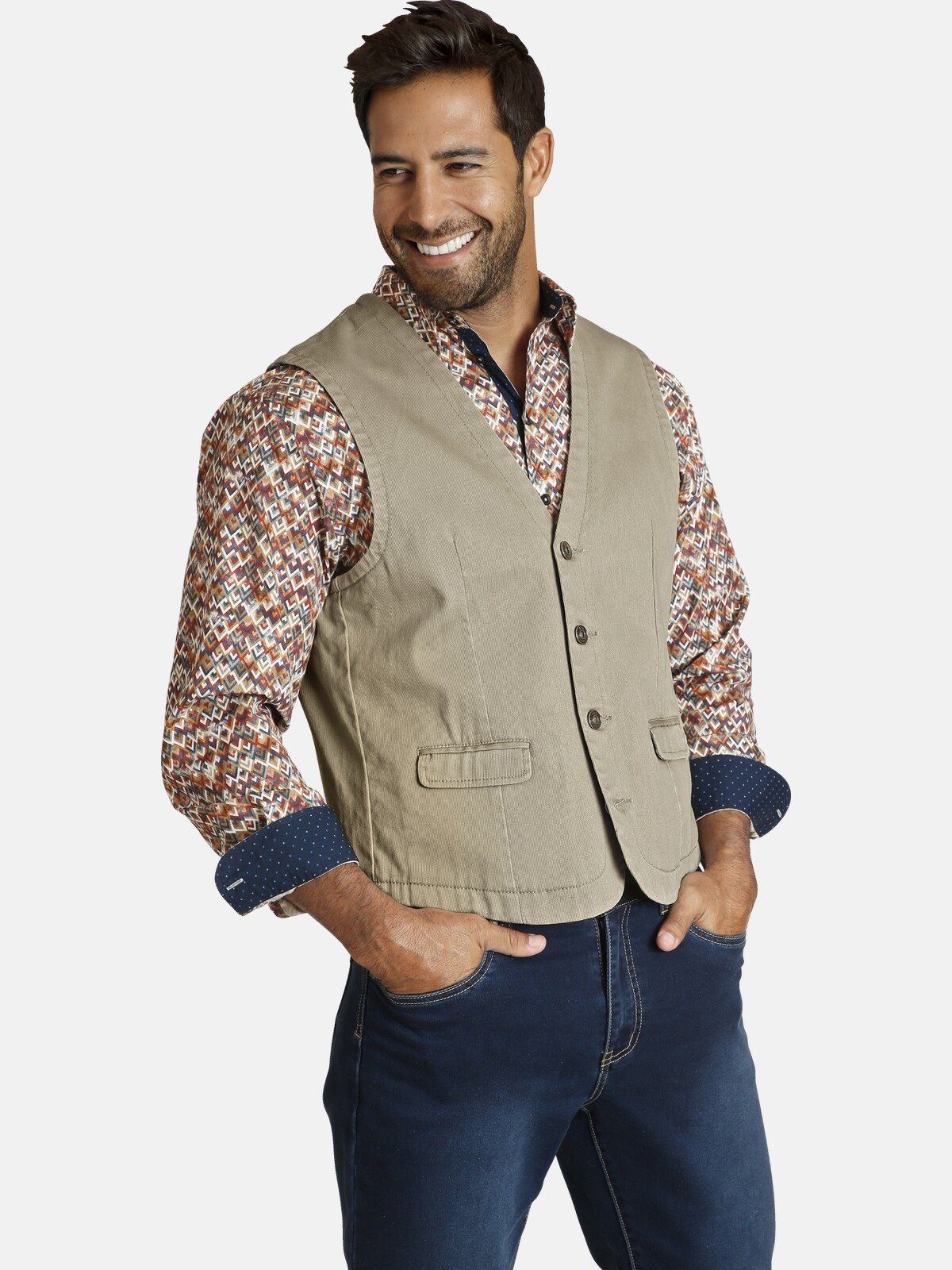 Jan Vanderstorm Anzugweste TORELL Freizeitweste in Jeans-Optik günstig online kaufen