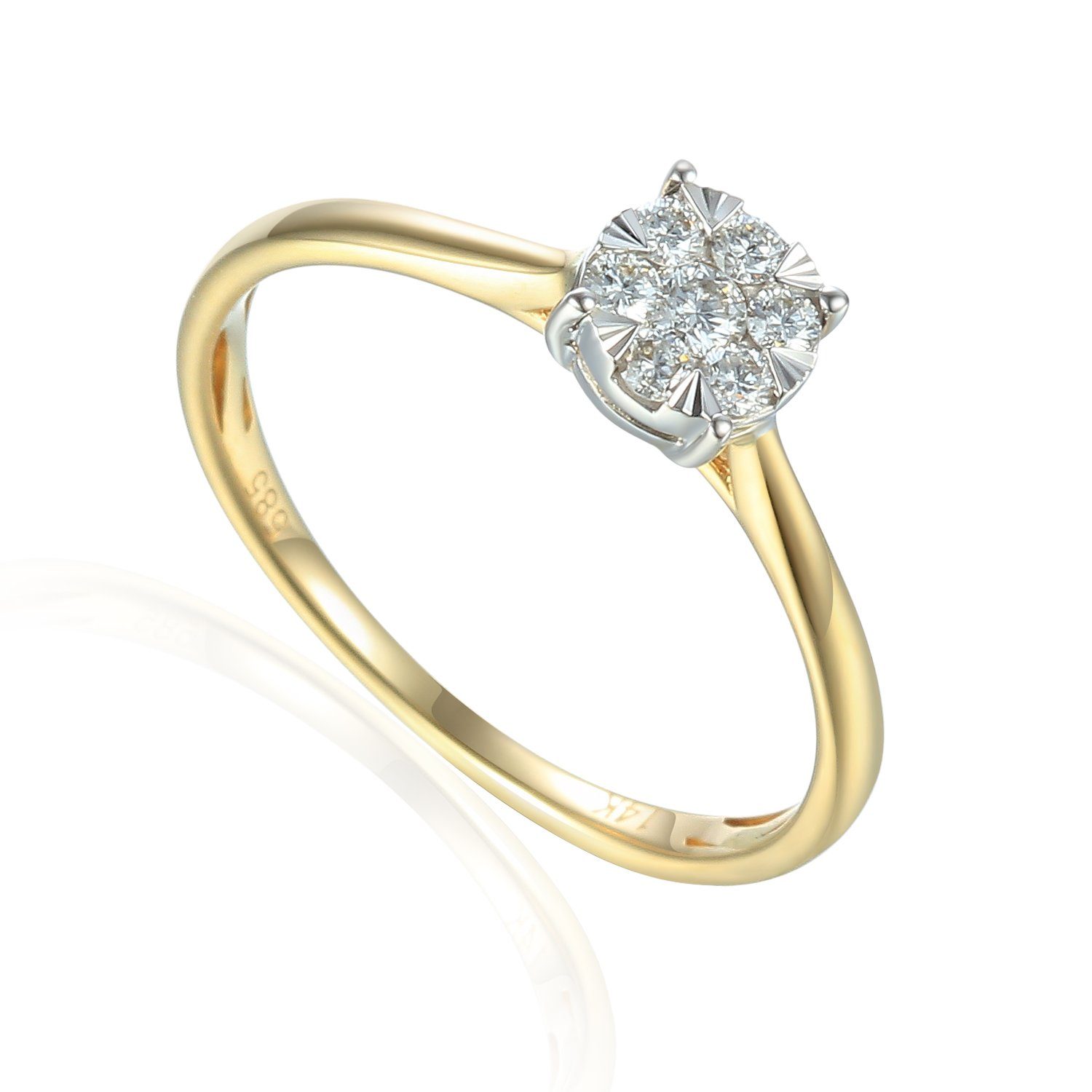 Stella-Jewellery Solitärring 585er Gelbgold Solitärring Diamant 0,18 ct Gr.54 (inkl. Etui), mit Brillant 0,05ct. - Poliert