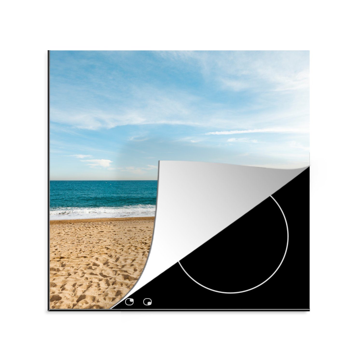 MuchoWow Herdblende-/Abdeckplatte Sand - Strand - Sonne, Vinyl, (1 tlg), 78x78 cm, Ceranfeldabdeckung, Arbeitsplatte für küche