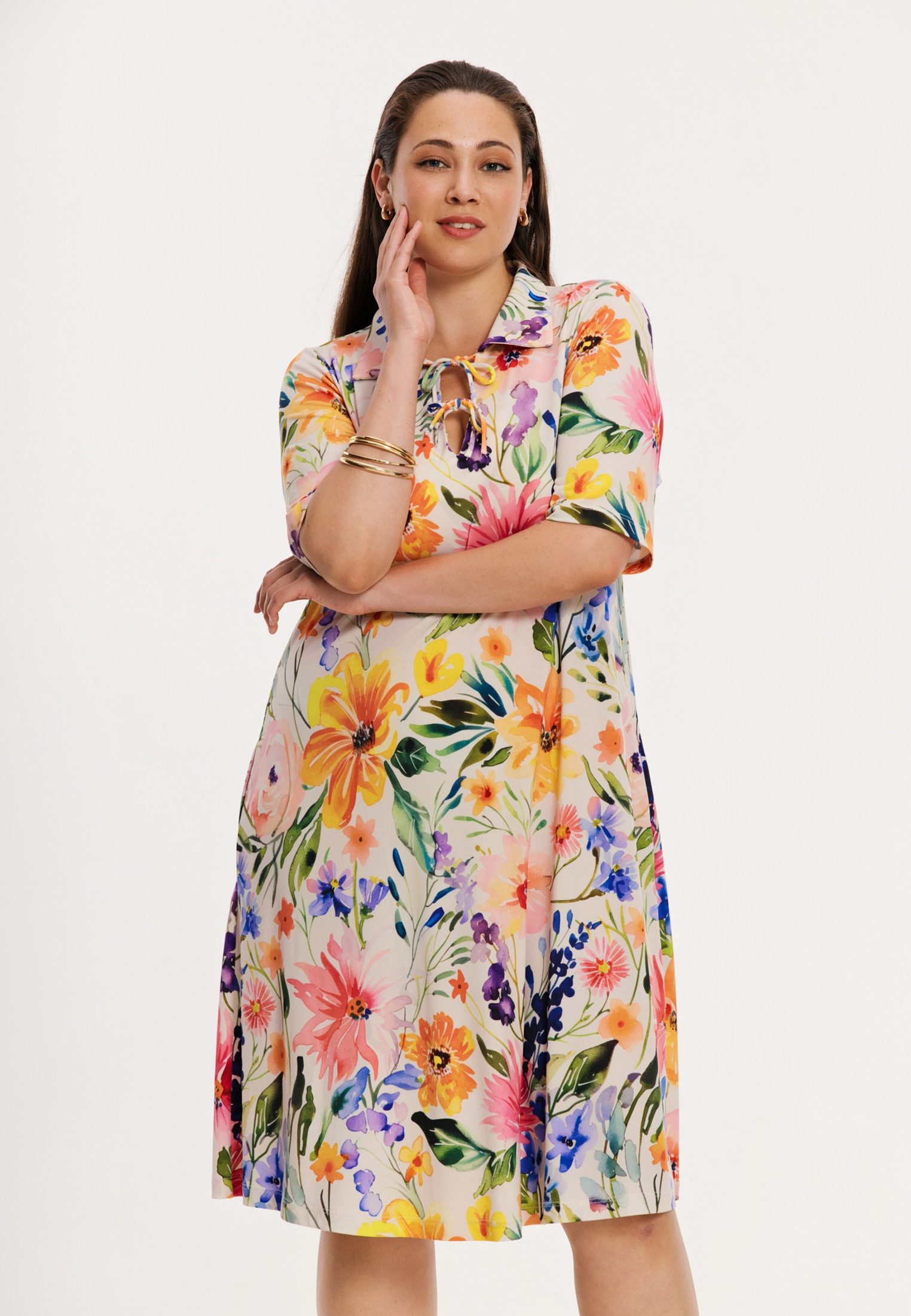 YOEK A-Linien-Kleid Damen Kleid mit Druck Bio-Baumwolle