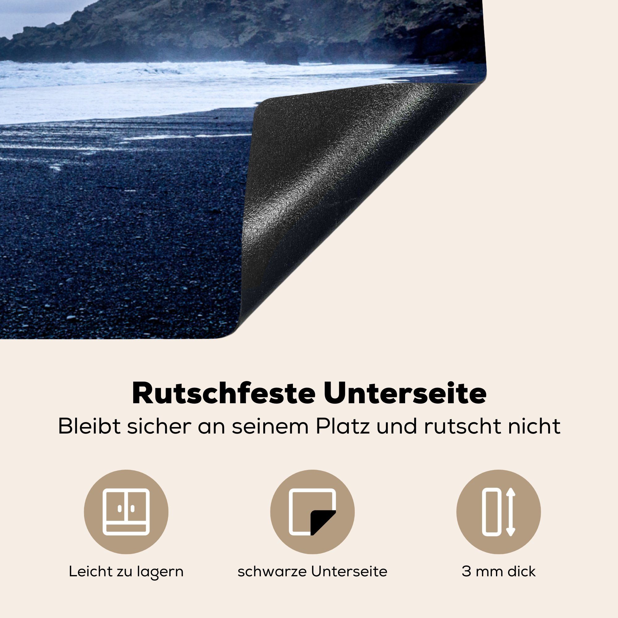 Schutz Induktionskochfeld - (1 81x52 MuchoWow - Küste, Island die Ceranfeldabdeckung küche, Wolken cm, tlg), Herdblende-/Abdeckplatte für Vinyl,