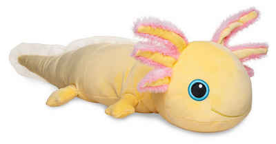 Uni-Toys Kuscheltier Plüsch-Kissen Axolotl gelb - ultra-weich - 59 cm (Länge) - Plüschtier, zu 100 % recyceltes Füllmaterial