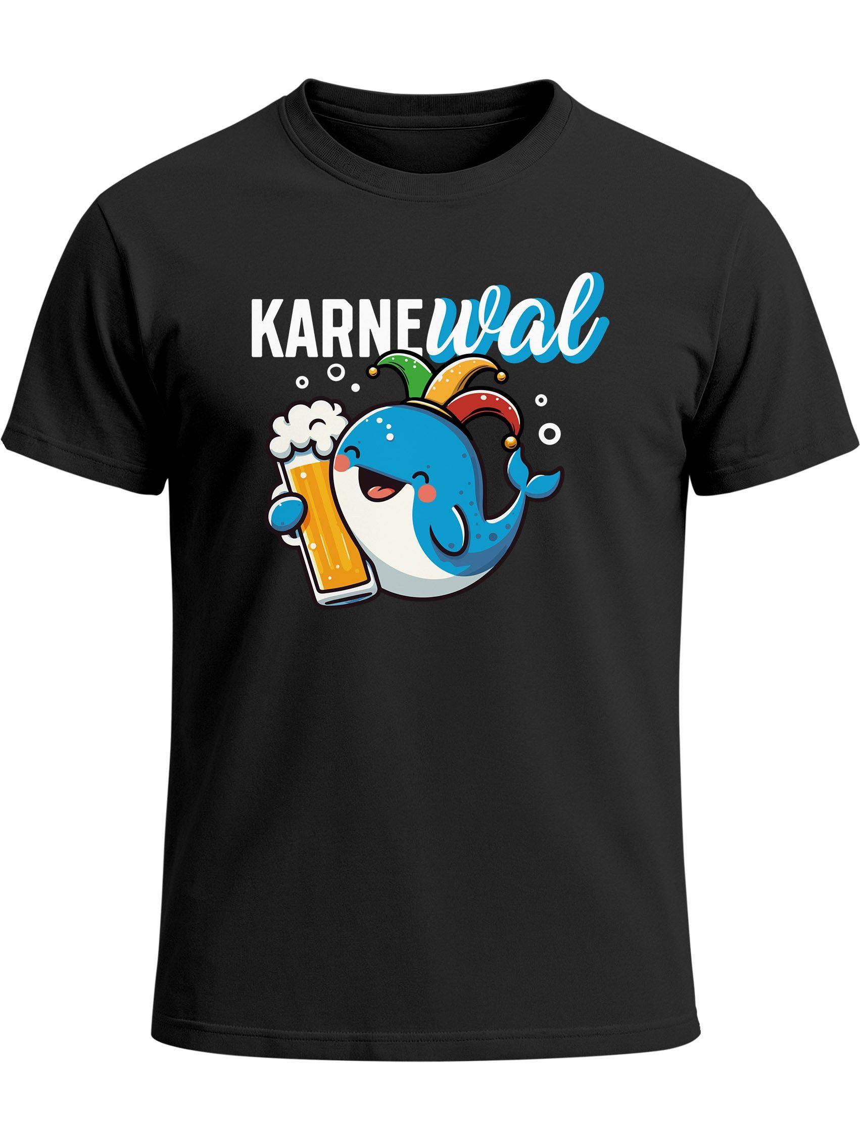 Print-Shirt Herren T-Shirt Fasching Karneval Wal Bier Kostüm-Ersatz Verkleidung