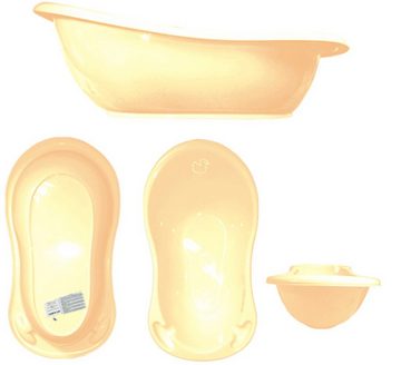 Tega-Baby Babybadewanne 4 Teile SET – DUCK Gelb - Babybadeset Wanne 86 cm Pflege Baden, (Made in Europe Premium-Set), **Babywanne + Badesitz +Töpfchen +WC Aufsatz **