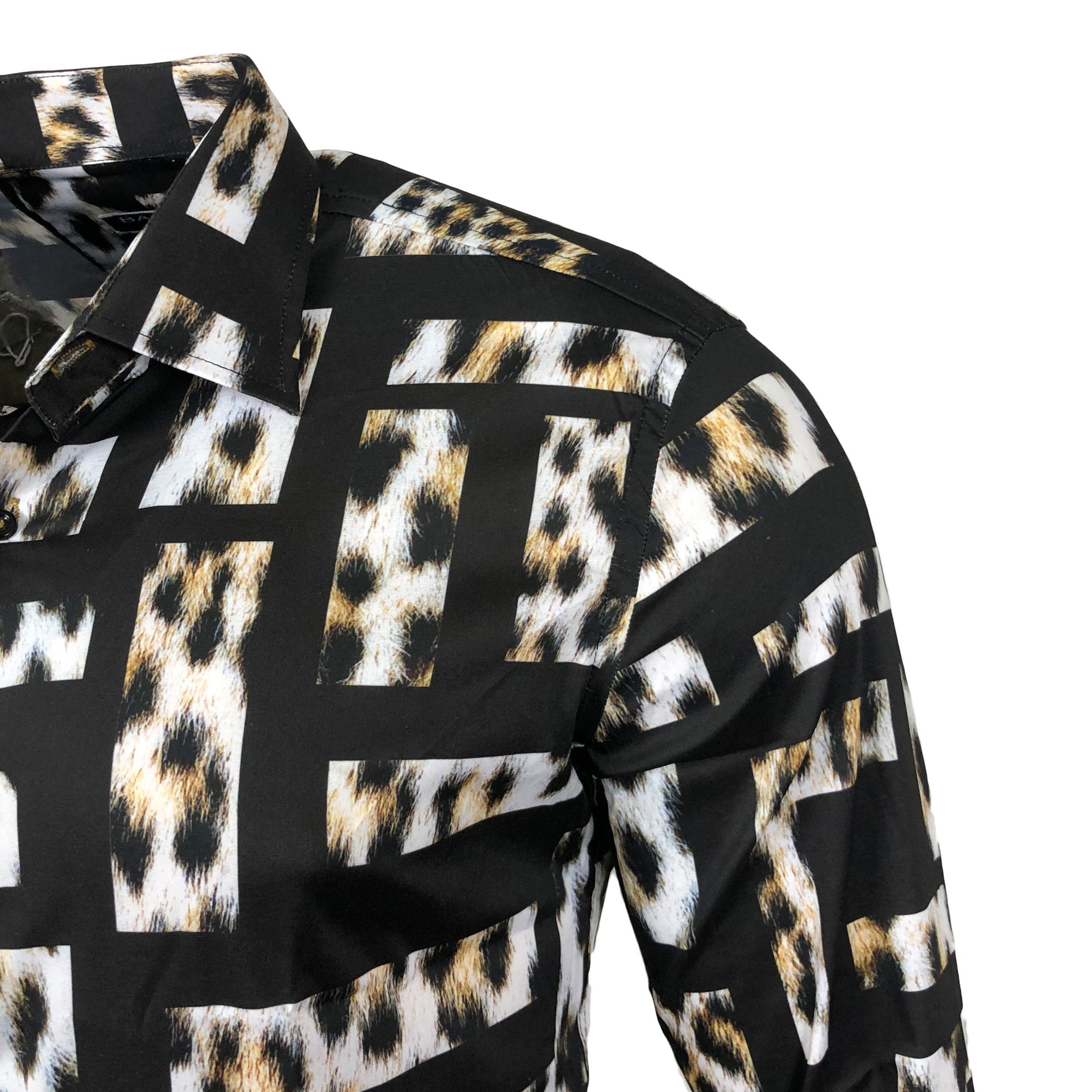 Baxboy Langarmhemd Baxboy Herren Hemd Freizeitshemd Langarm Blumen Casual Shirt