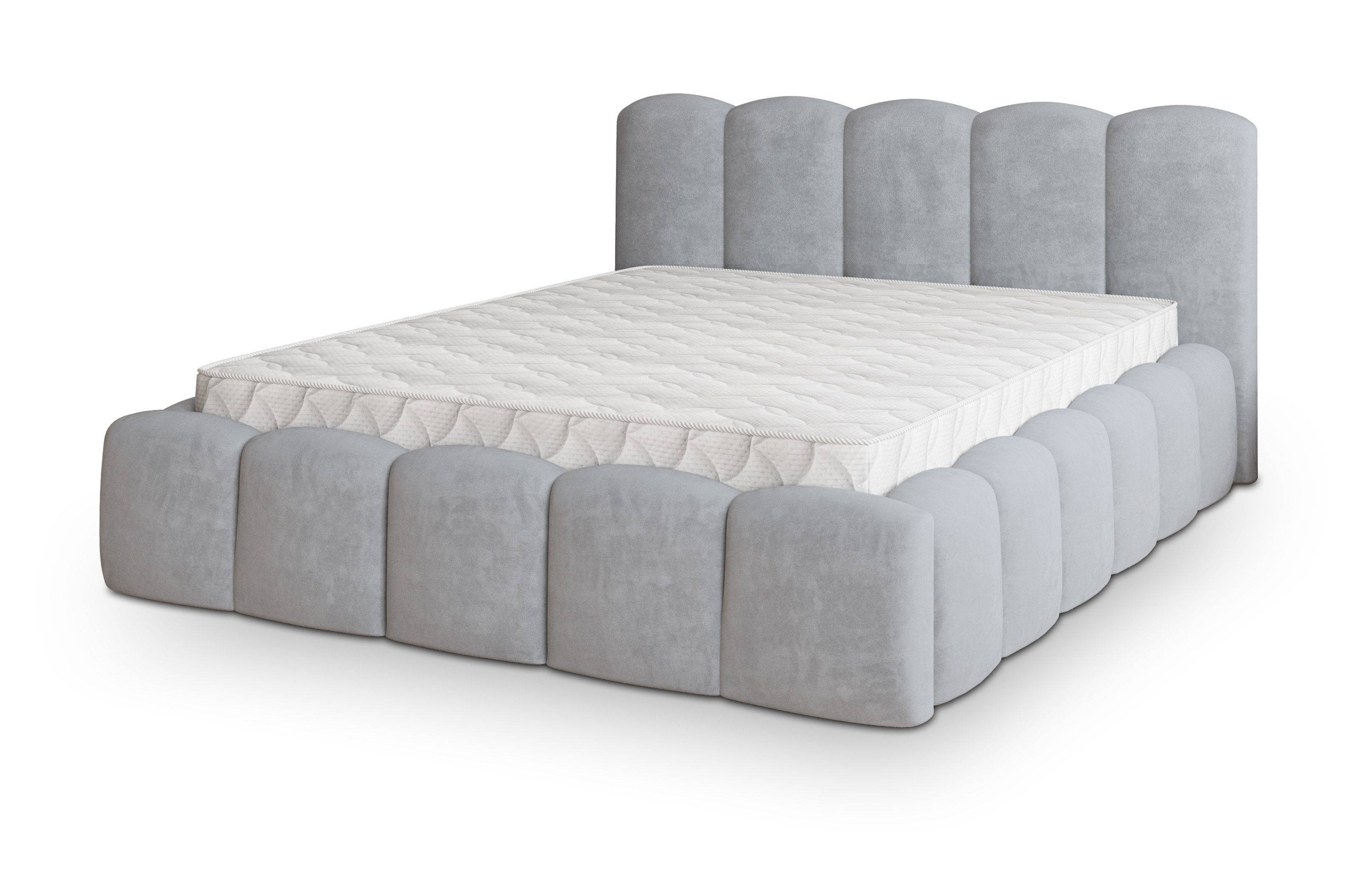 Masseno Polsterbett FALINA 200x200 cm grau (mit Bettkasten und Lattenrost) – Bild 2 von 5