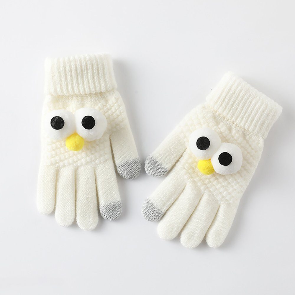 ZanMax Trikot-Handschuhe (Einheitsgröße) Strickhandschuhe, Touchscreen-Handschuhe Weiß Warme