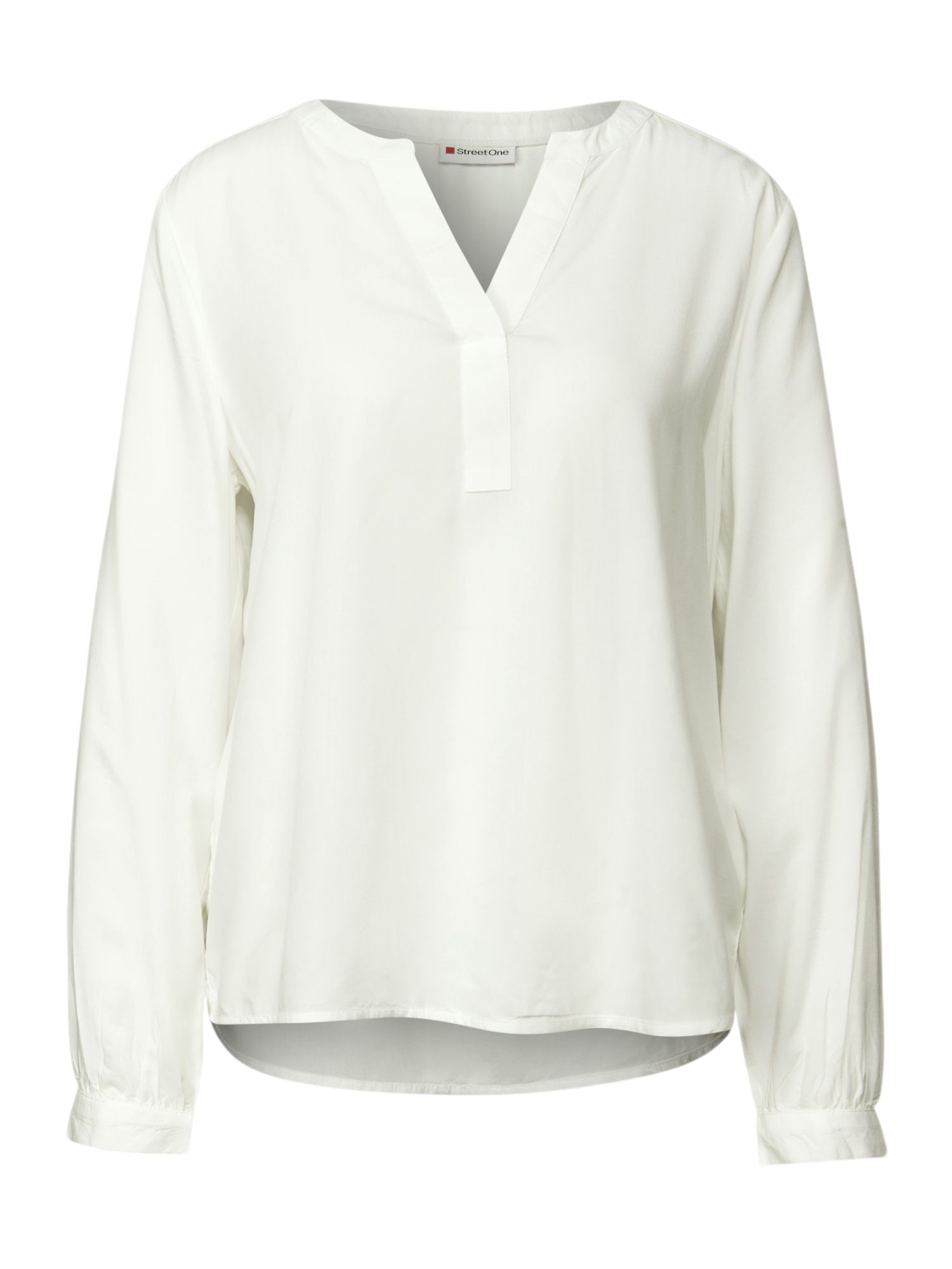 STREET ONE Blusenshirt weiß,Basic,Viskose,Unifarben,V-Ausschnitt,Lang,Relaxed Fit