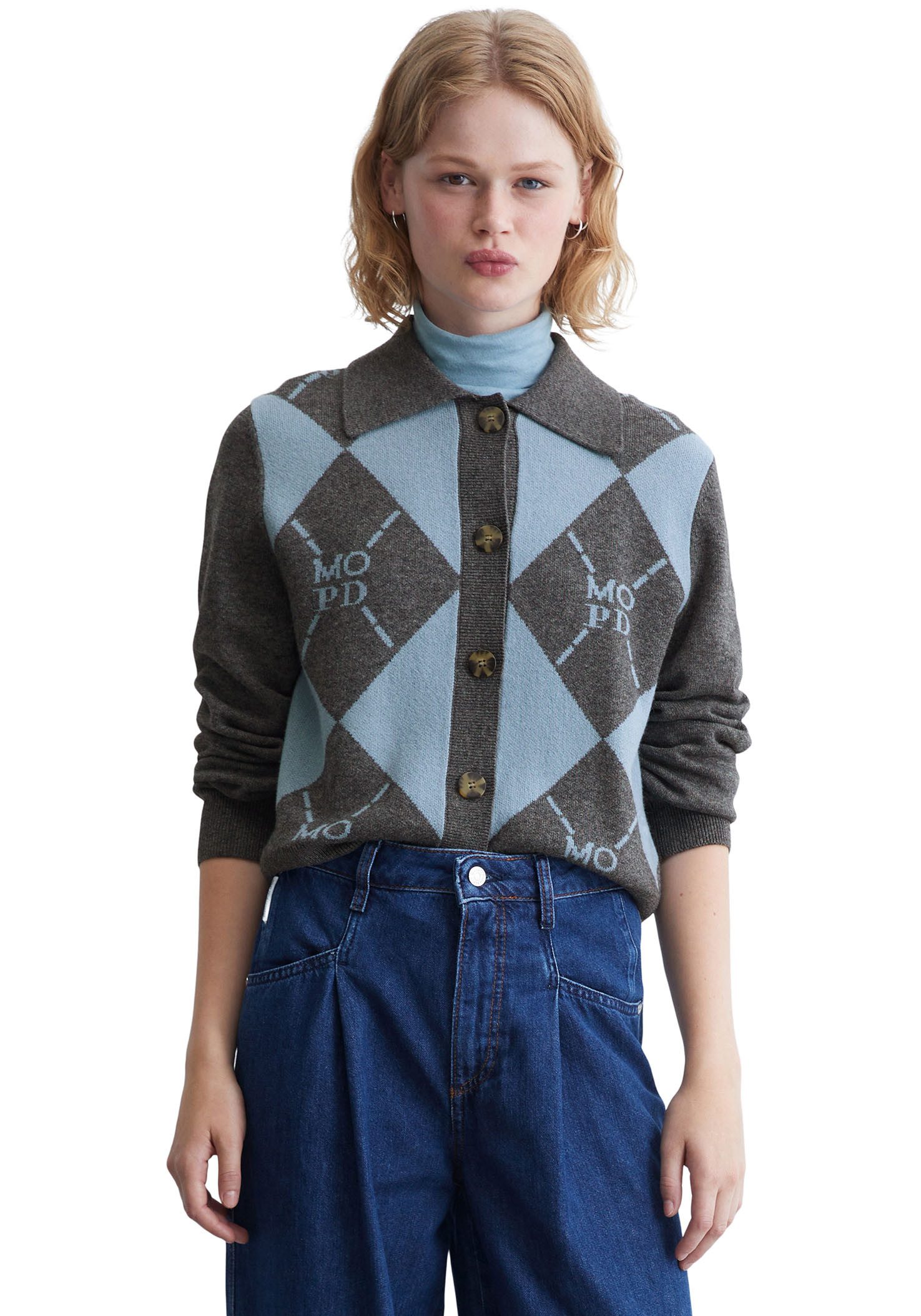 Marc O'Polo DENIM Jacquardstrickjacke mit elegantem günstig online kaufen