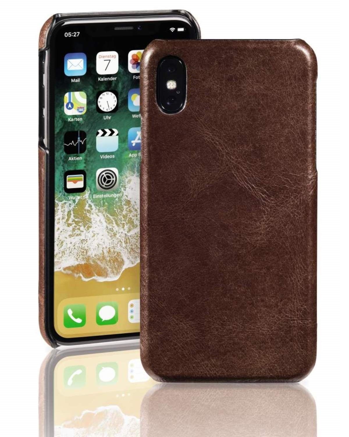 Pazzimo Handyhülle Cover Leder Hard-Case Schale Schutz-Hülle Tasche, passend für Apple iPhone X / Xs