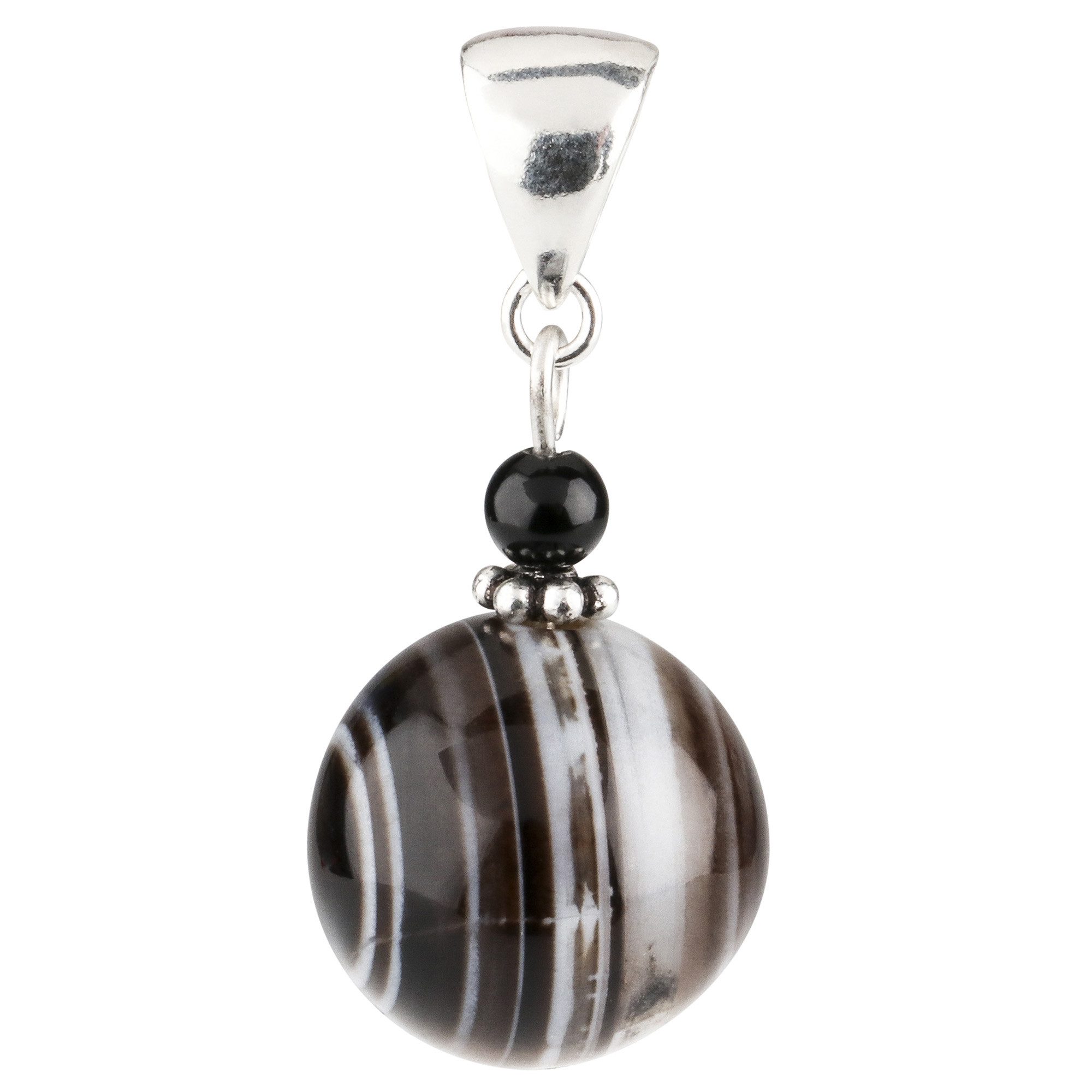 Schmuck Krone Kettenanhänger Anhänger aus Augenachat & Onyx & 925 Silber, Silber 925