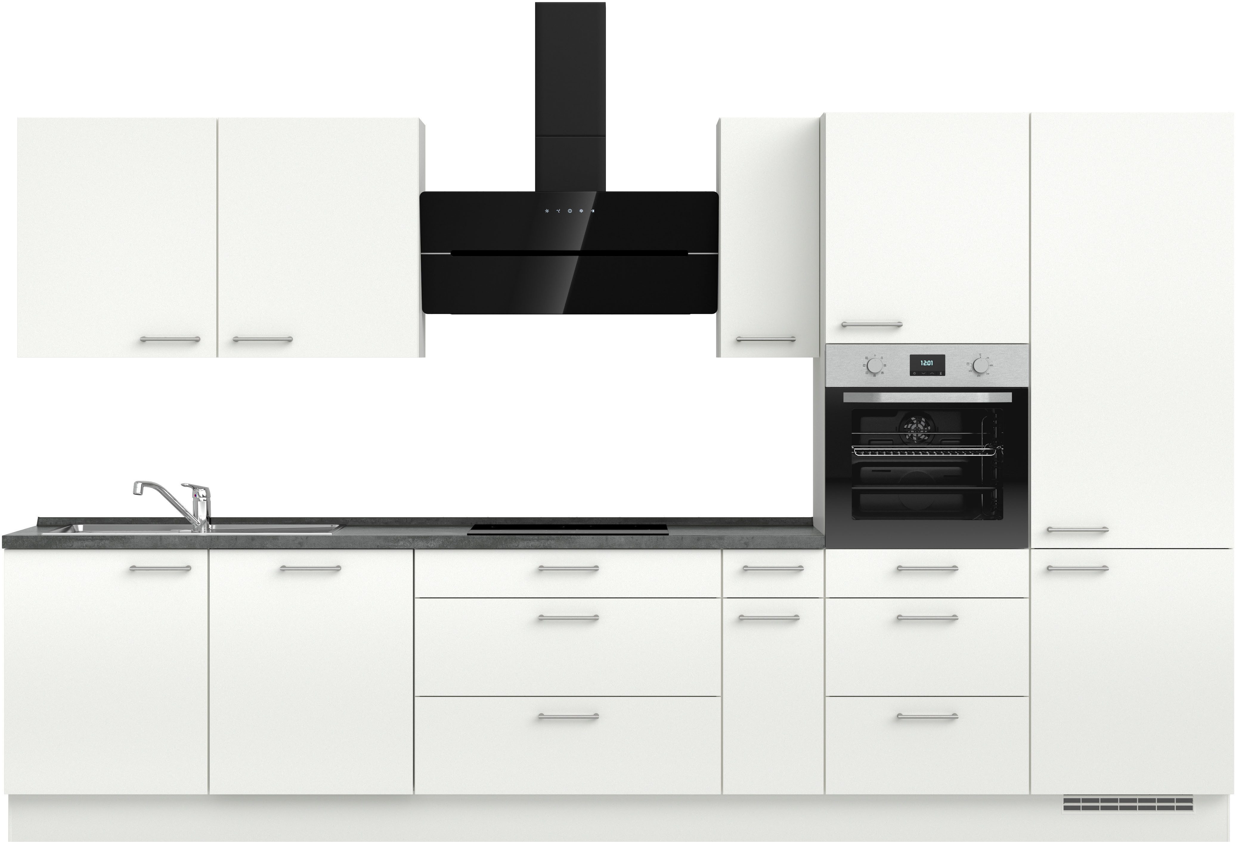nobilia® Küchenzeile "Laser II", NEU: individuell anpassbar mit gratis Profi-Beratung, vormontiert, 360 cm breit, optional mit verschiedenen E‑Geräte-Sets