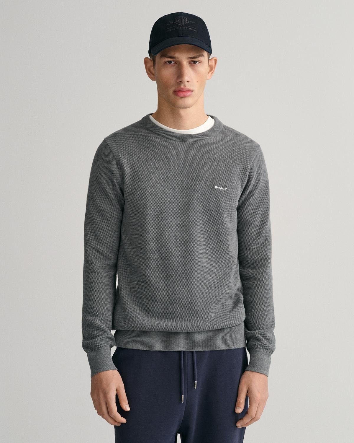 Gant Rundhalspullover COTTON PIQUE C-NECK mit günstig online kaufen