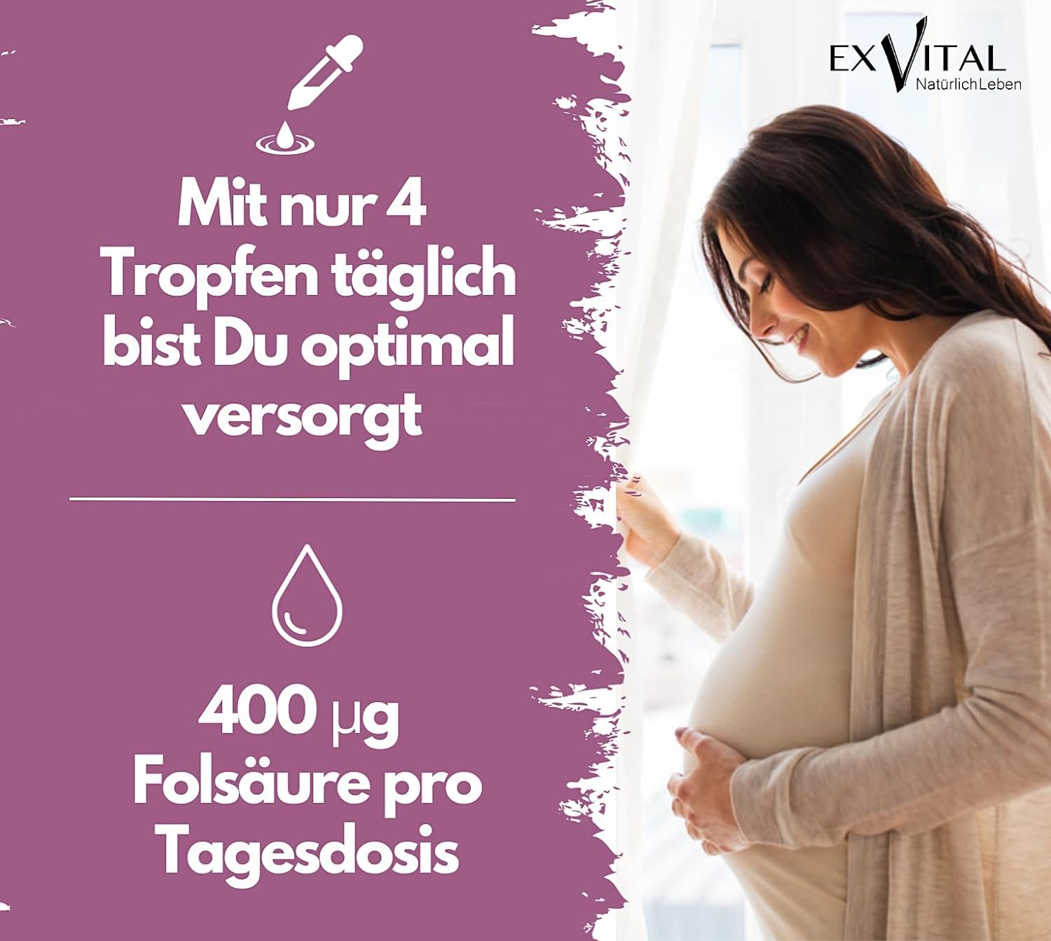 Folsäure Tropfen, 400 µg pro Tag, SCHWANGERSCHAFT & IMMUNSYSTEM Tropfen, 50 ml