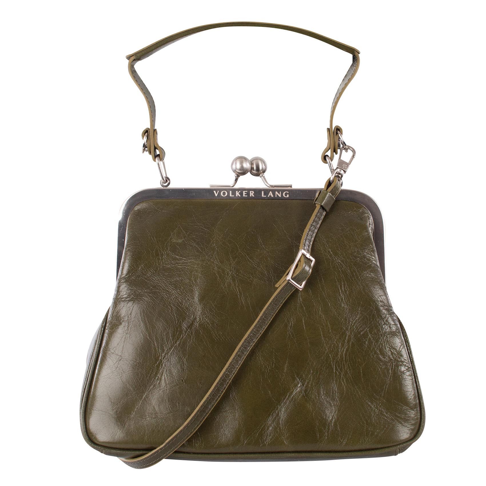 VOLKER LANG Schultertasche AUDREY  Elegante Damen Bügeltasche aus italienischem Leder