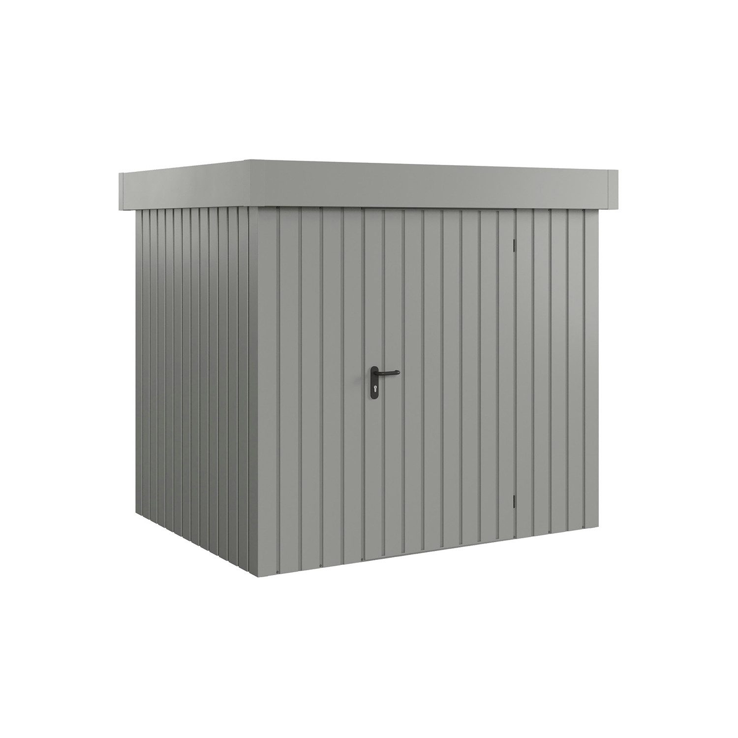 Hörmann Ecostar Gerätehaus Metall-Gerätehaus "Euroline Trend", BxT: 214x166 cm, mit Flachdach, graualuminium, 1-flüglige Tü