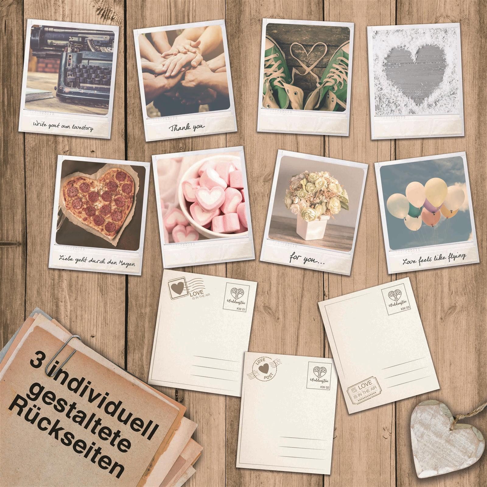 WeddingTree Postkarte 52 Postkarten Hochzeit Vintage - Postkarten Set, Vintage Postkarten Set