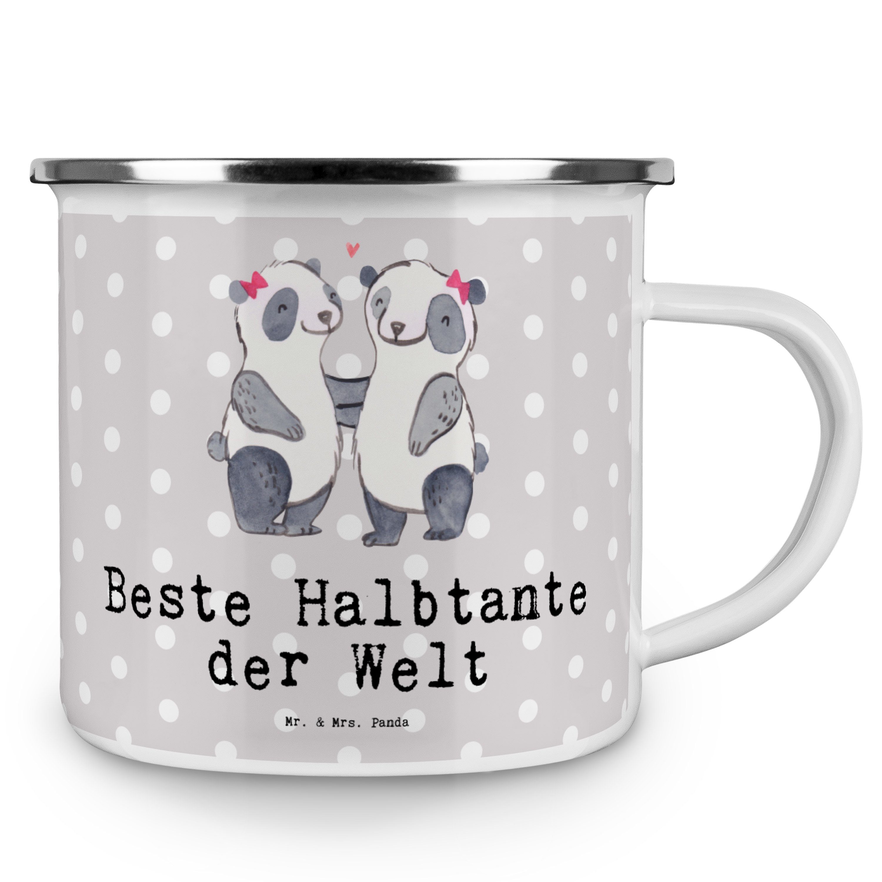 Mr. Halbtante Emaille der Emaille Pastell Panda - Becher Grau - Beste Tri, Welt Mrs. Panda Geschenk, &