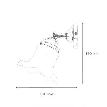 Licht-Erlebnisse Wandstrahler APPLIQUE VETRO 141, ohne Leuchtmittel, Wandlampe Messing echt Gla floral Premium Lampe