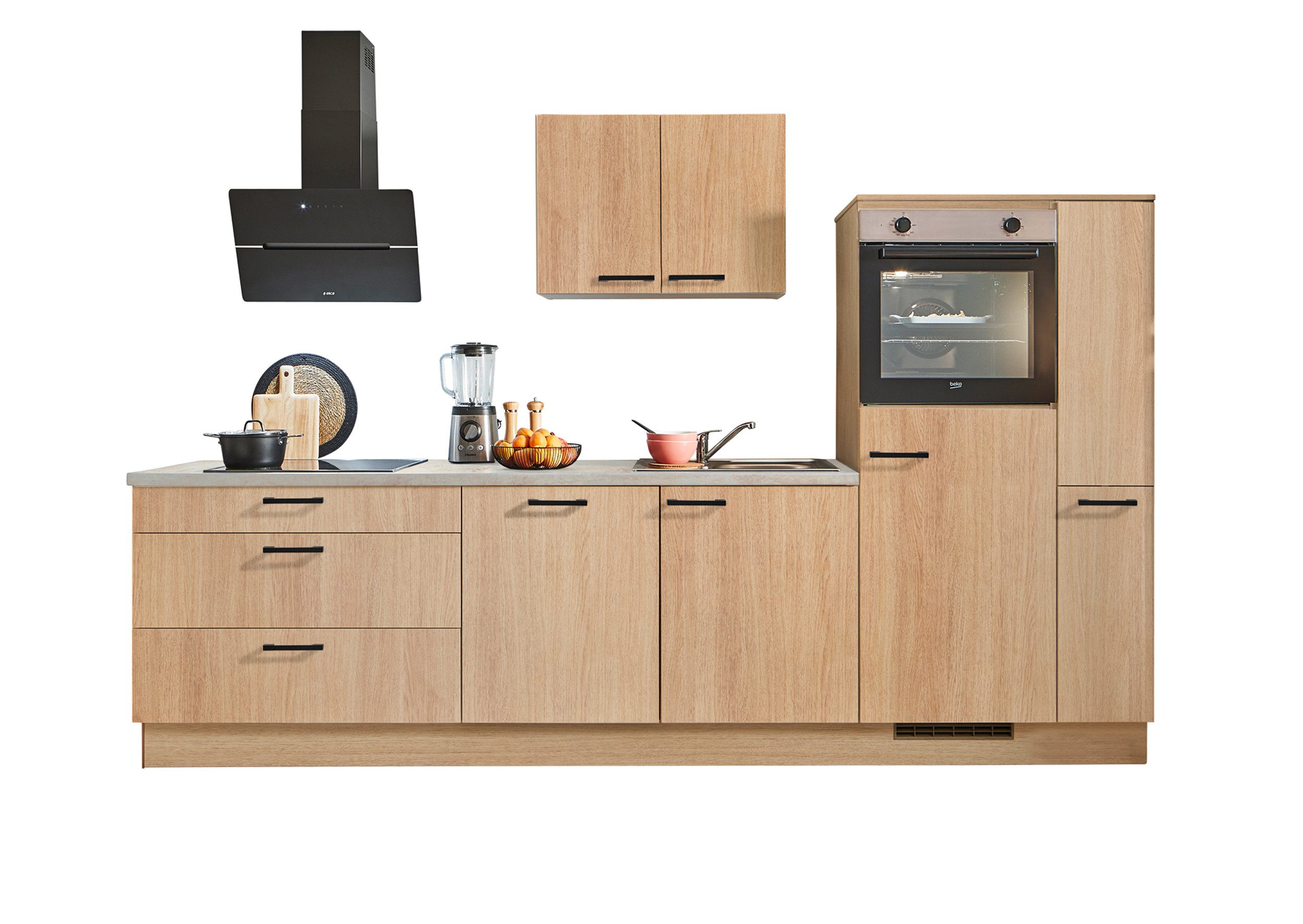 pino Küchenzeile Lund, individuell anpassbar, gratis Küchenplanung mit Profis, (Breite 290cm), vormontiert, wahlw. mit E-Geräten, Preis inkl. Lieferung