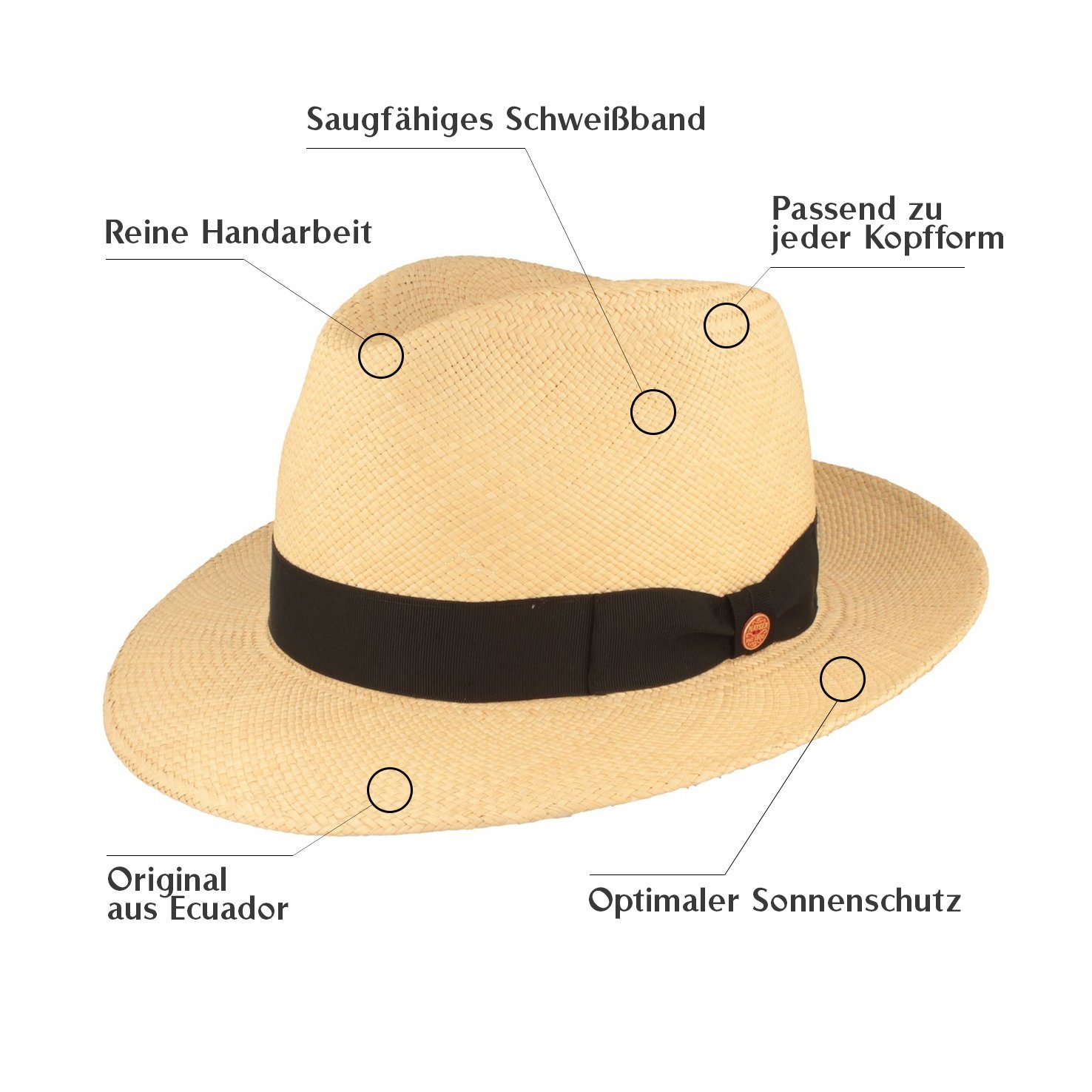 Mayser Strohhut Panama Hut Albenga mittelbreiter Bogart mit UV-Schutz