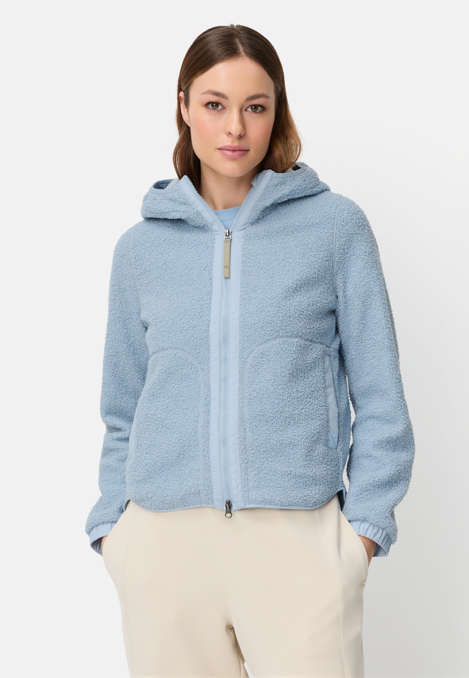 camel active Fleecejacke Polar-Fleecejacke mit fester Kapuze Langarm Reflektierende Details