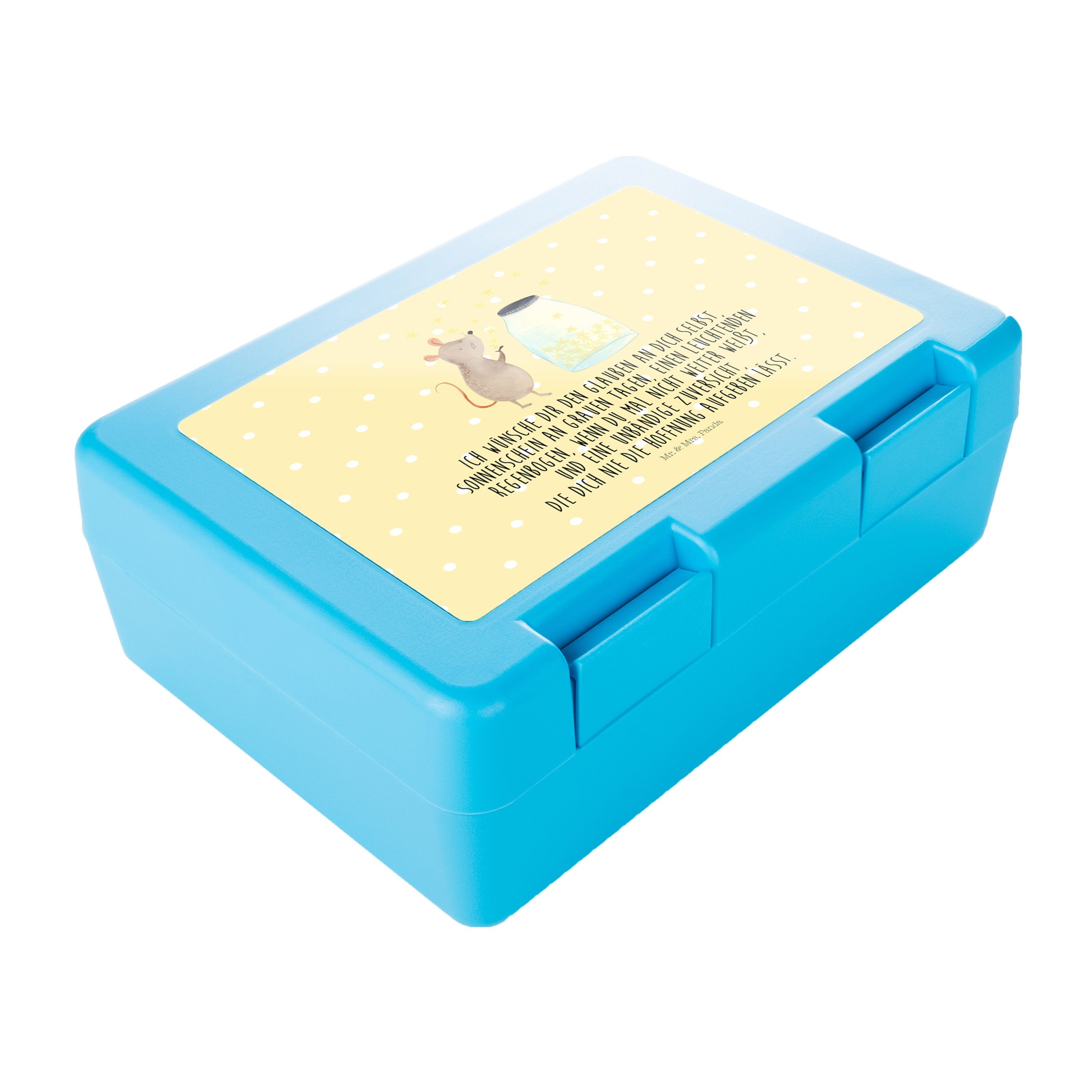 Premium Gelb Mr. Pastell Maus Snackbox, Kunststoff, - Geschenk, Sprüc, Mrs. Panda - Butterdose lustige (1-tlg) & Sterne Tiere,